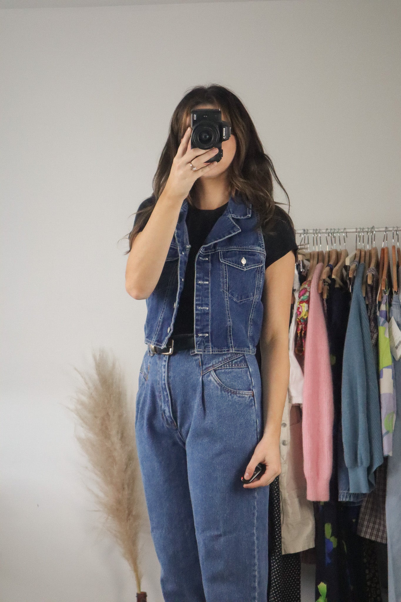 Vintage x Cropped Denim Vest (XS/S)