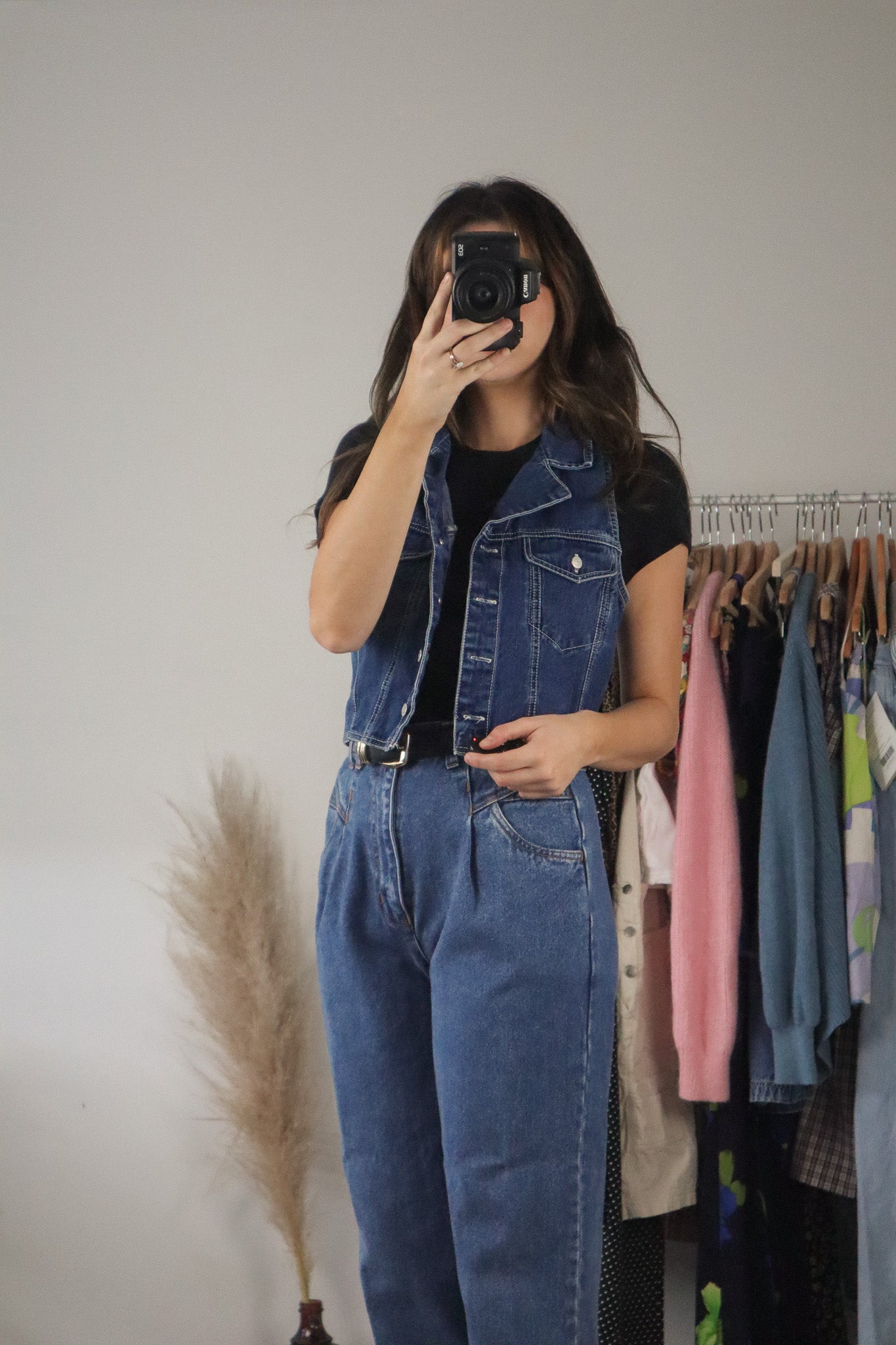 Vintage x Cropped Denim Vest (XS/S)