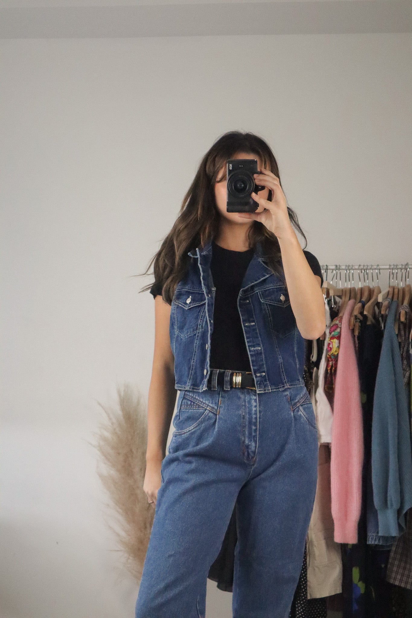 Vintage x Cropped Denim Vest (XS/S)