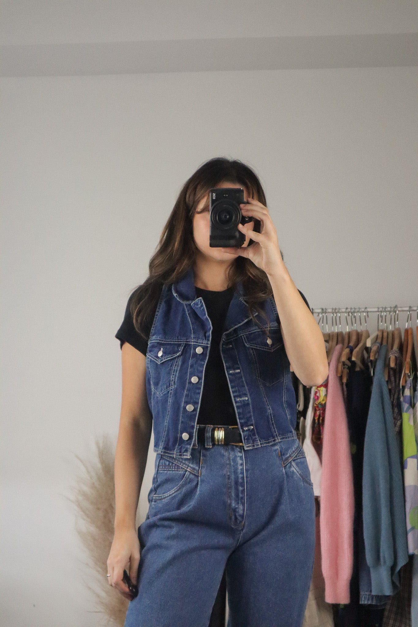 Vintage x Cropped Denim Vest (XS/S)