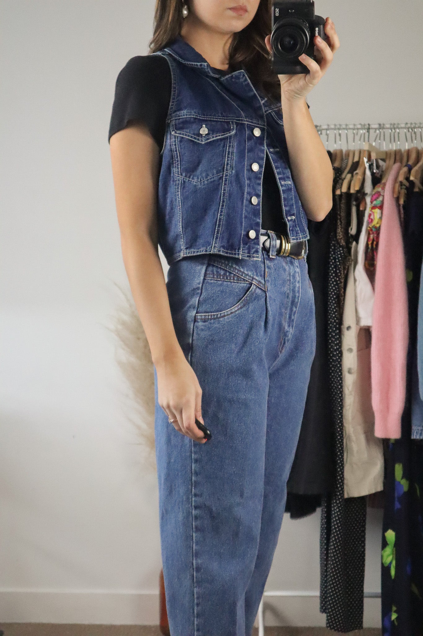 Vintage x Cropped Denim Vest (XS/S)