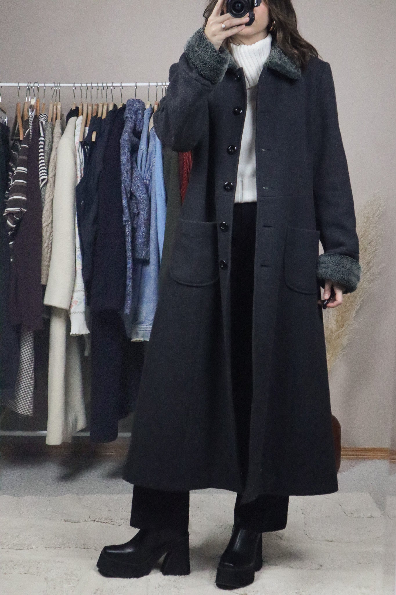 Vintage x Wool Faux Fur Coat (4-10)