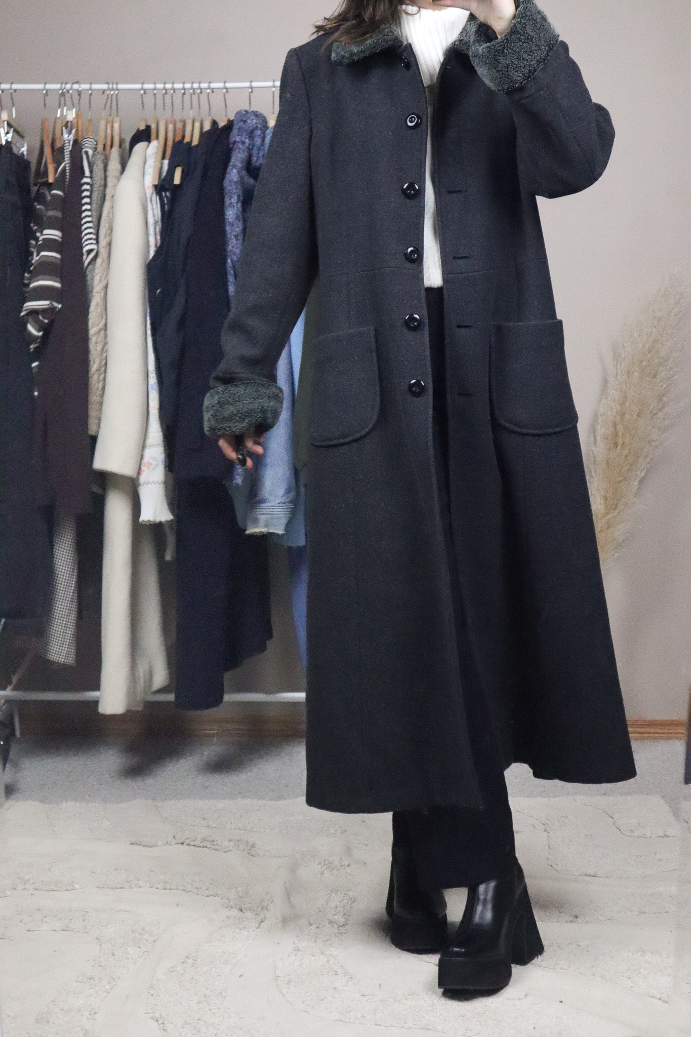 Vintage x Wool Faux Fur Coat (4-10)