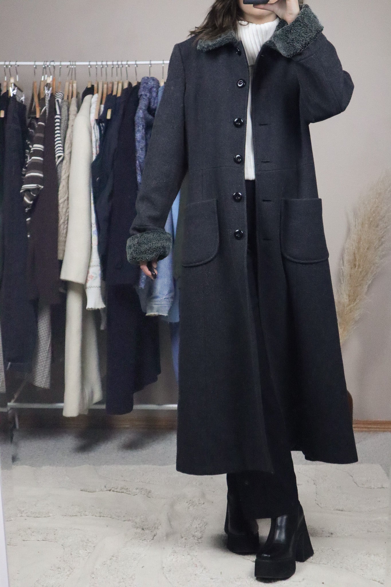 Vintage x Wool Faux Fur Coat (4-10)