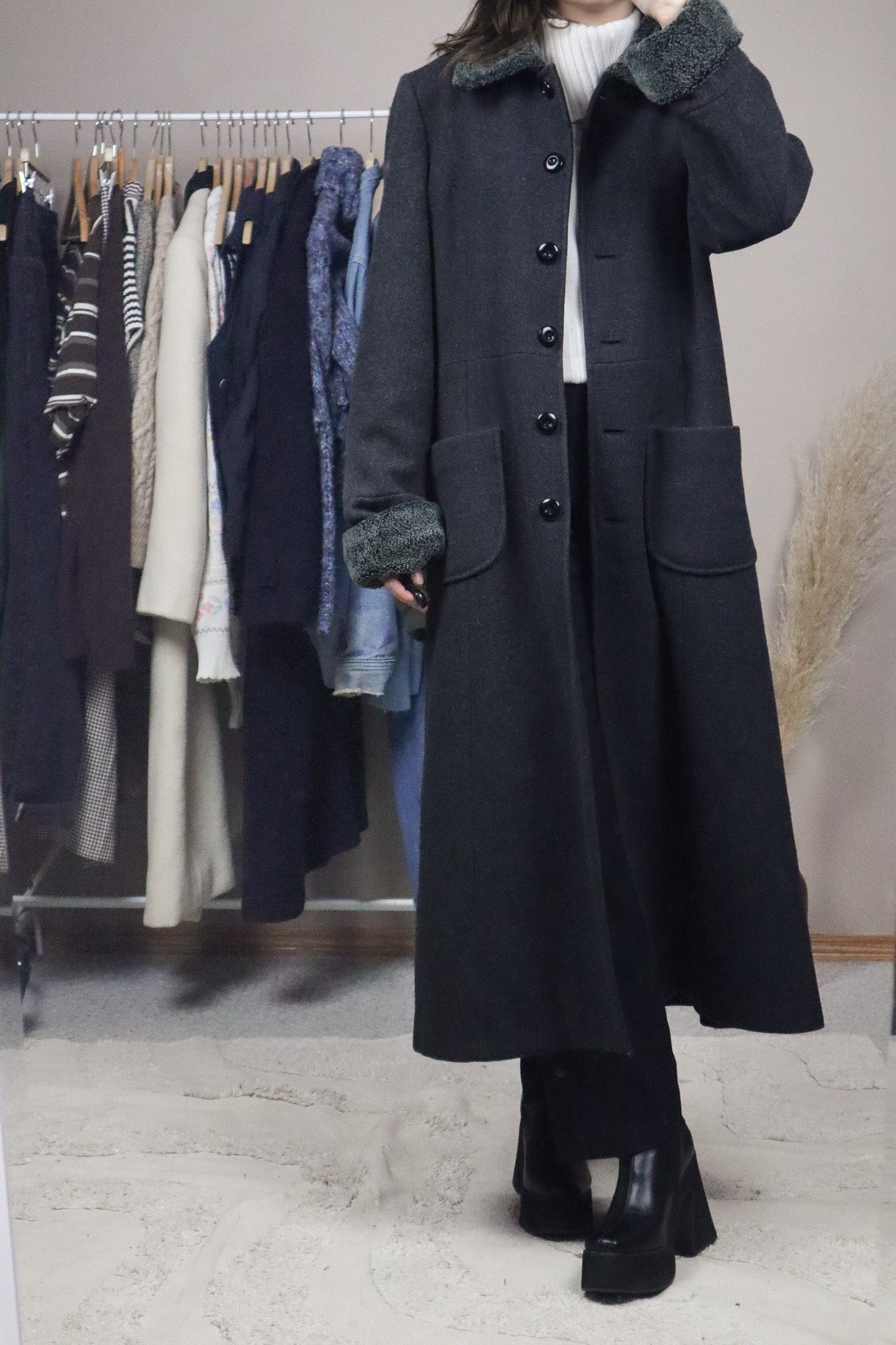 Vintage x Wool Faux Fur Coat (4-10)