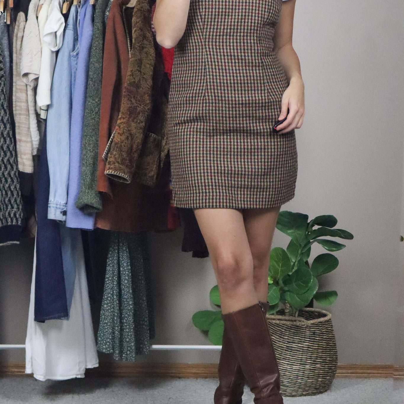Vintage x Wool Blend Plaid Dress (2)