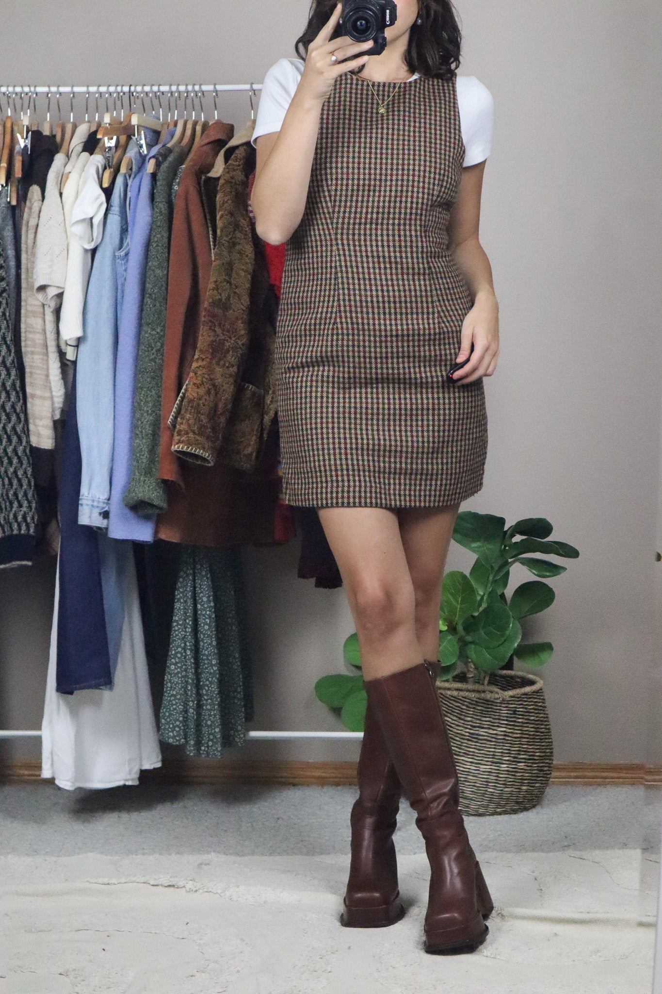 Vintage x Wool Blend Plaid Dress (2)