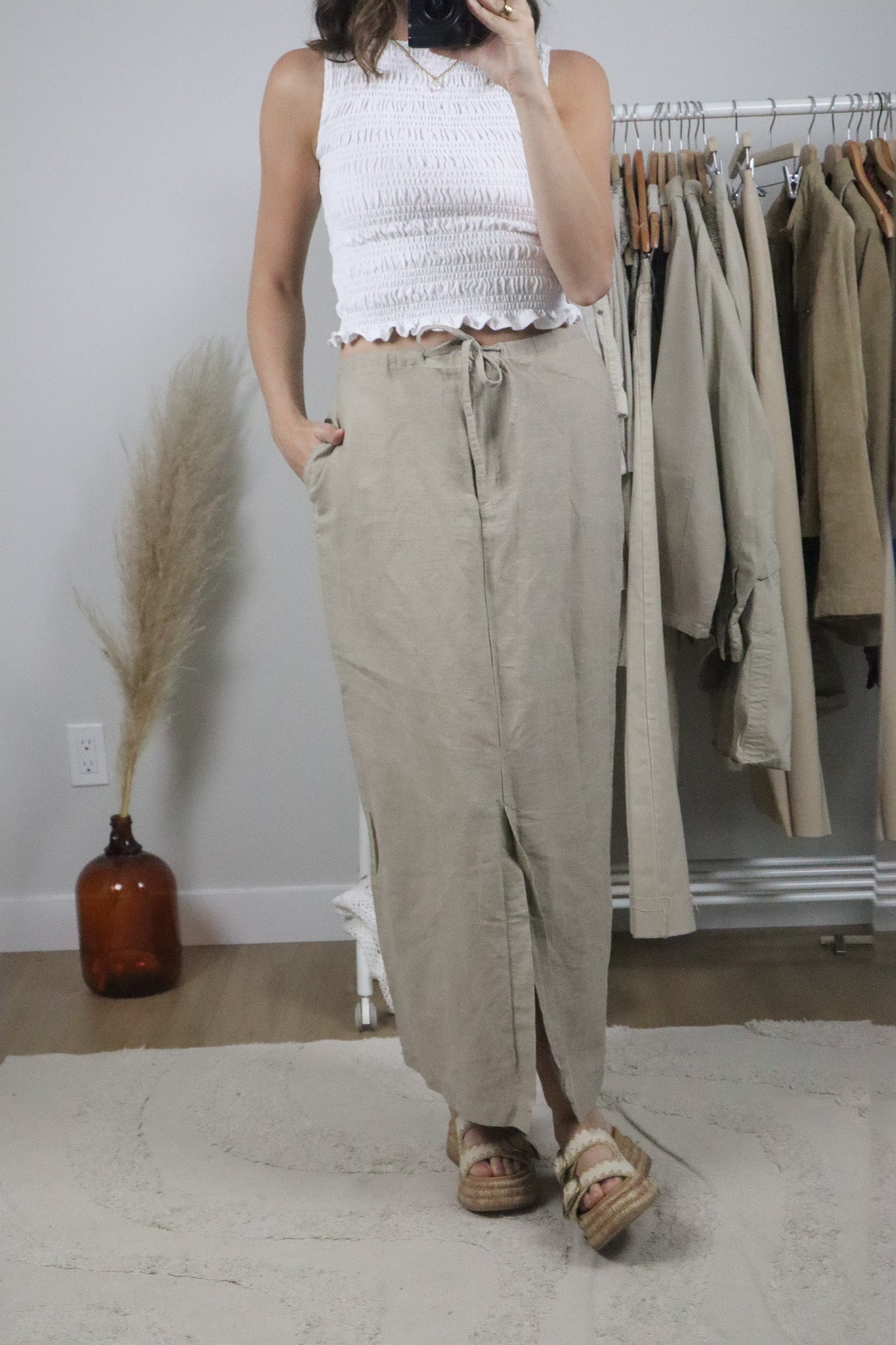 Deadstock x Vintage x Linen/Cotton Maxi Skirt (10)