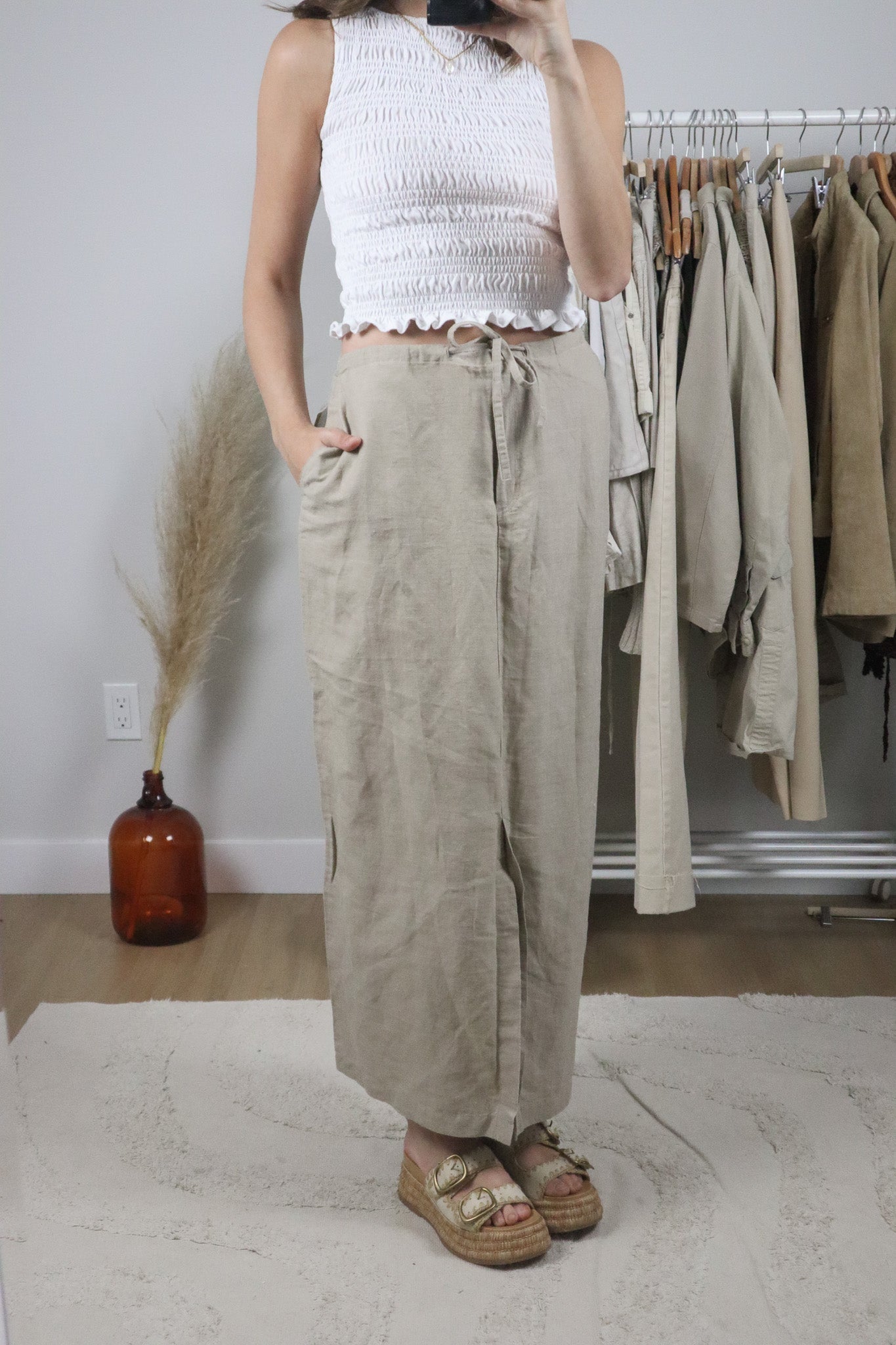 Deadstock x Vintage x Linen/Cotton Maxi Skirt (10)