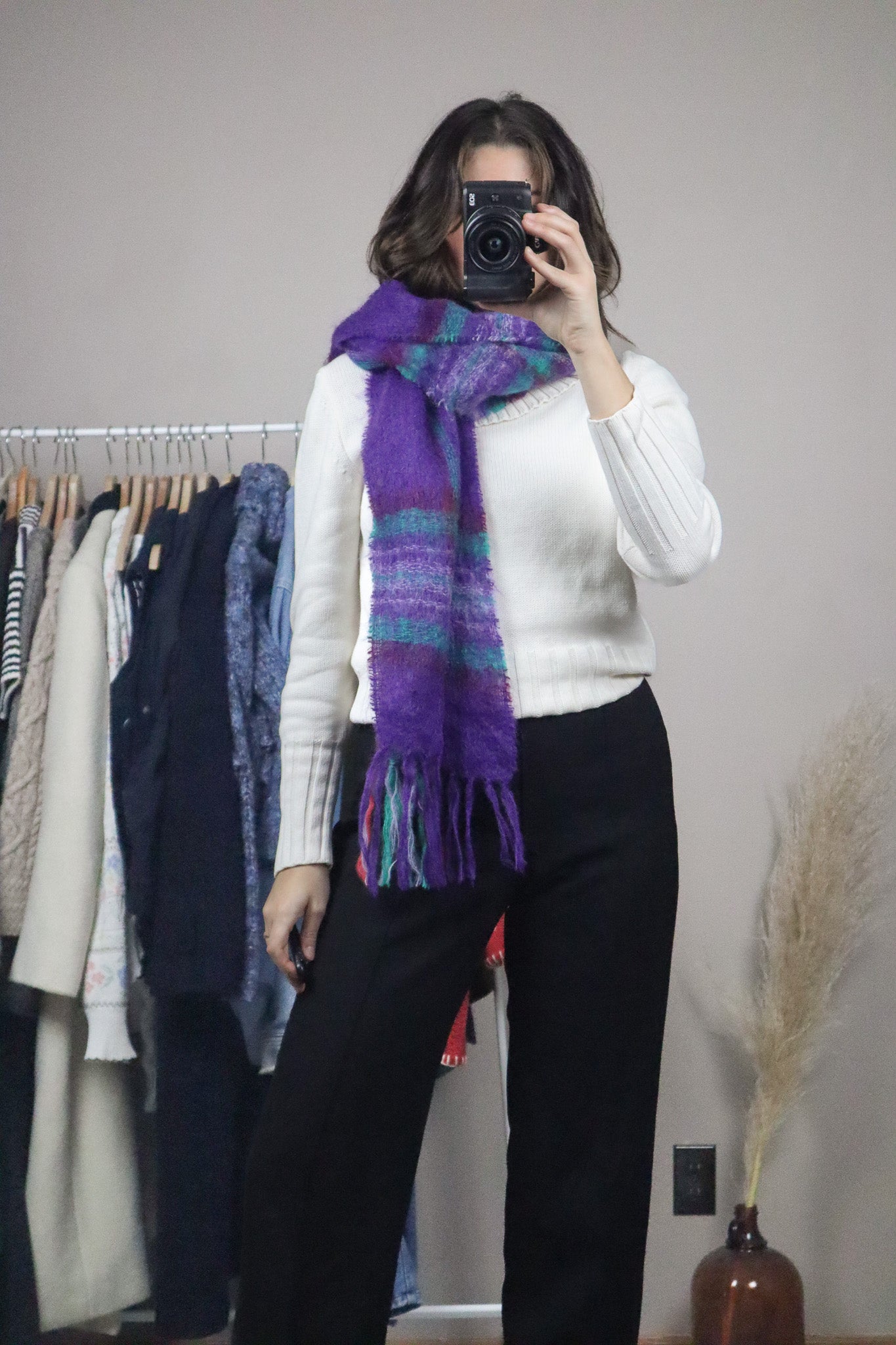 Made in Ireland x Vintage x Mohair & Wool Plaid Scarf