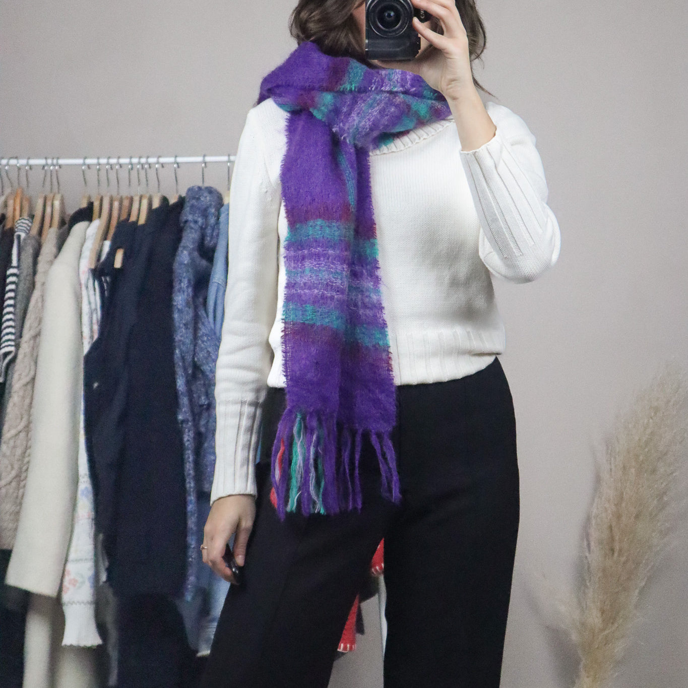 Made in Ireland x Vintage x Mohair & Wool Plaid Scarf