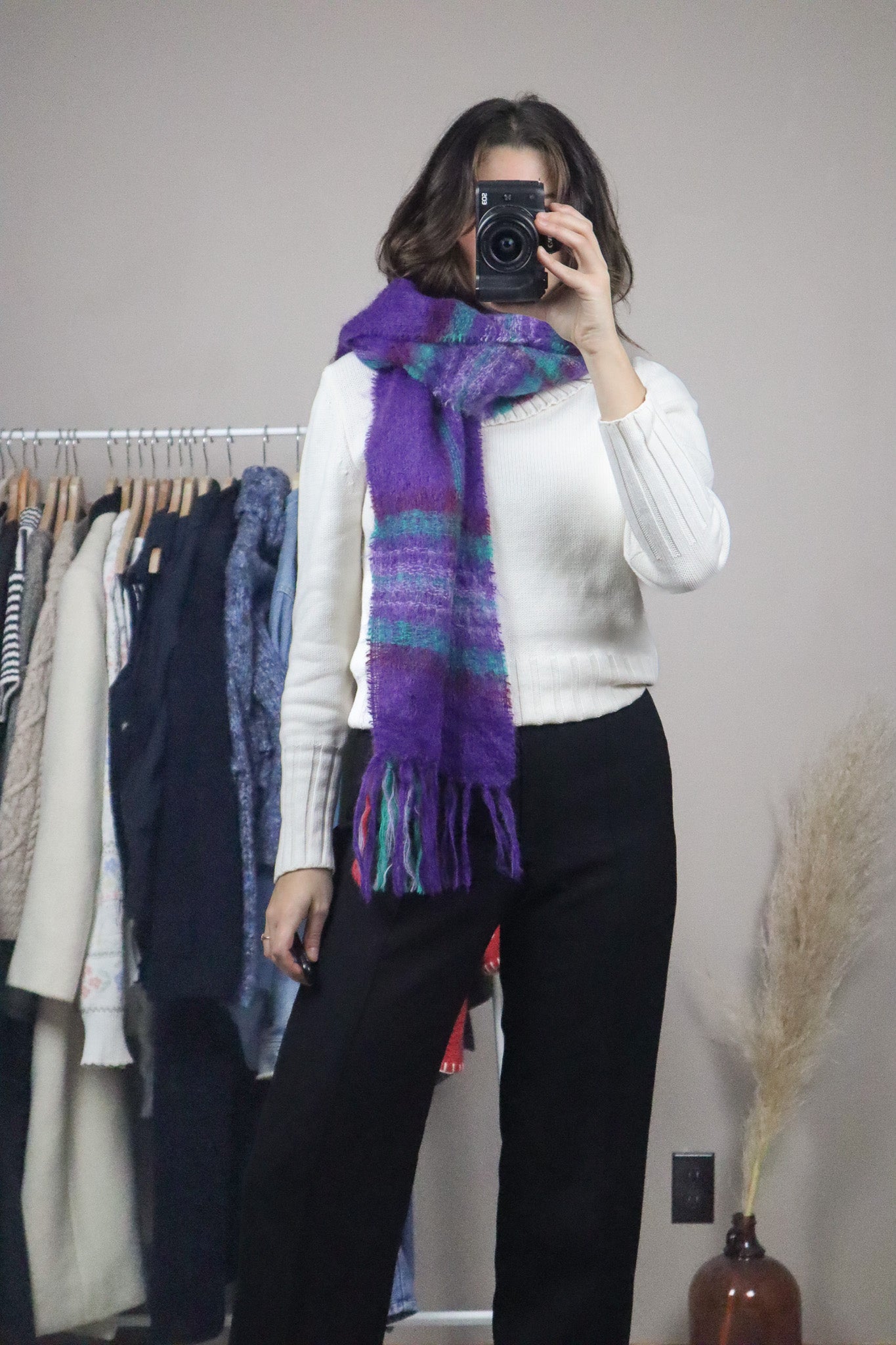Made in Ireland x Vintage x Mohair & Wool Plaid Scarf