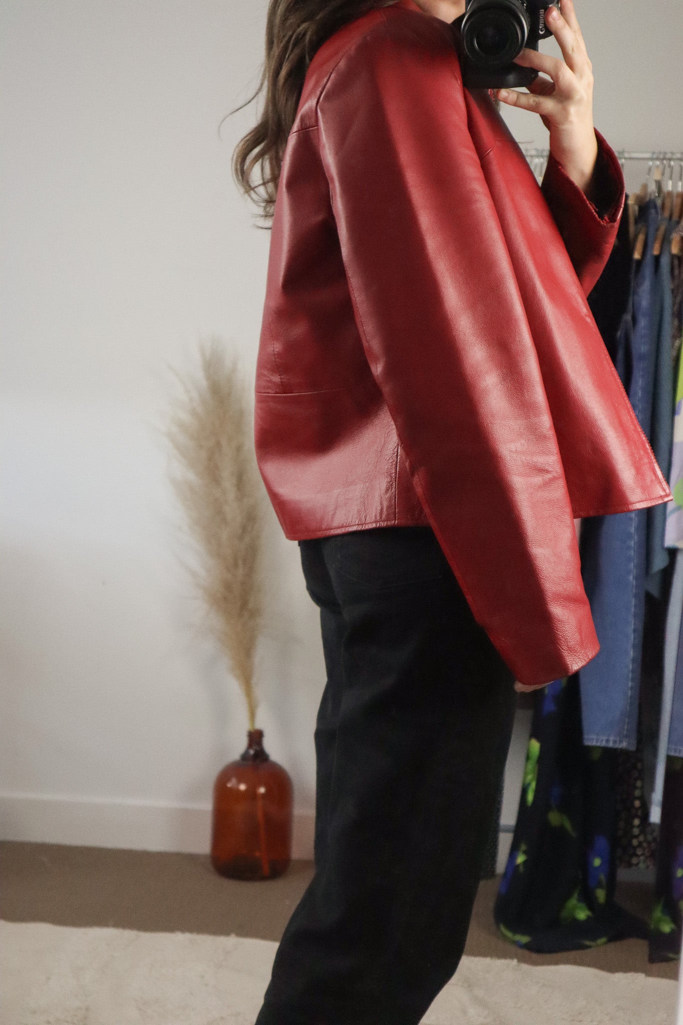 Vintage x Red Leather Jacket (M)