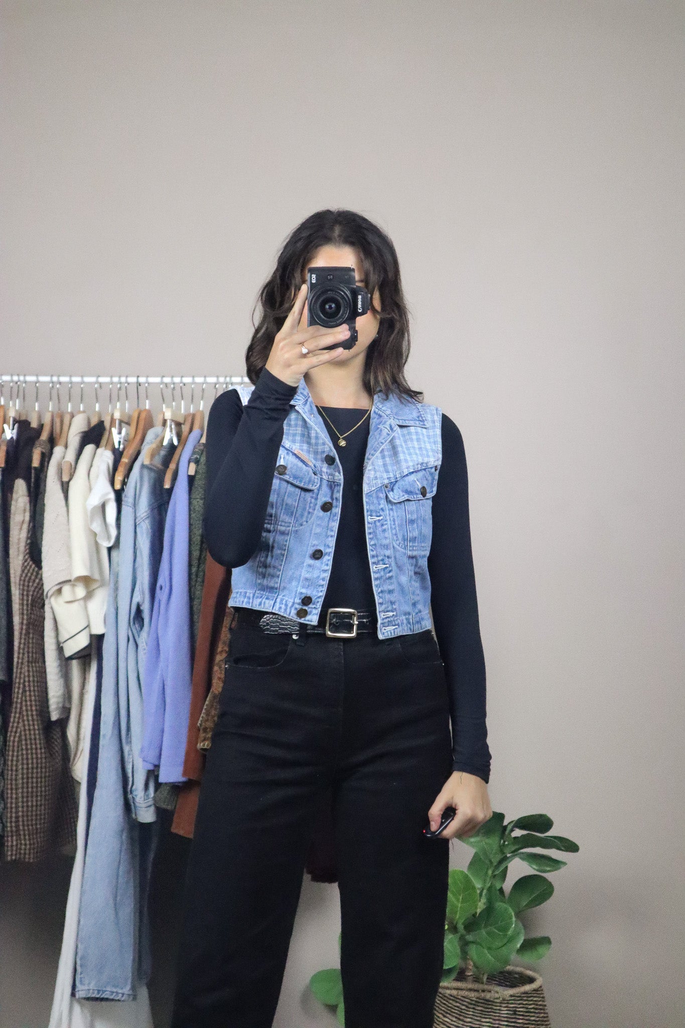 Vintage x Cropped Denim Vest (XS/S)