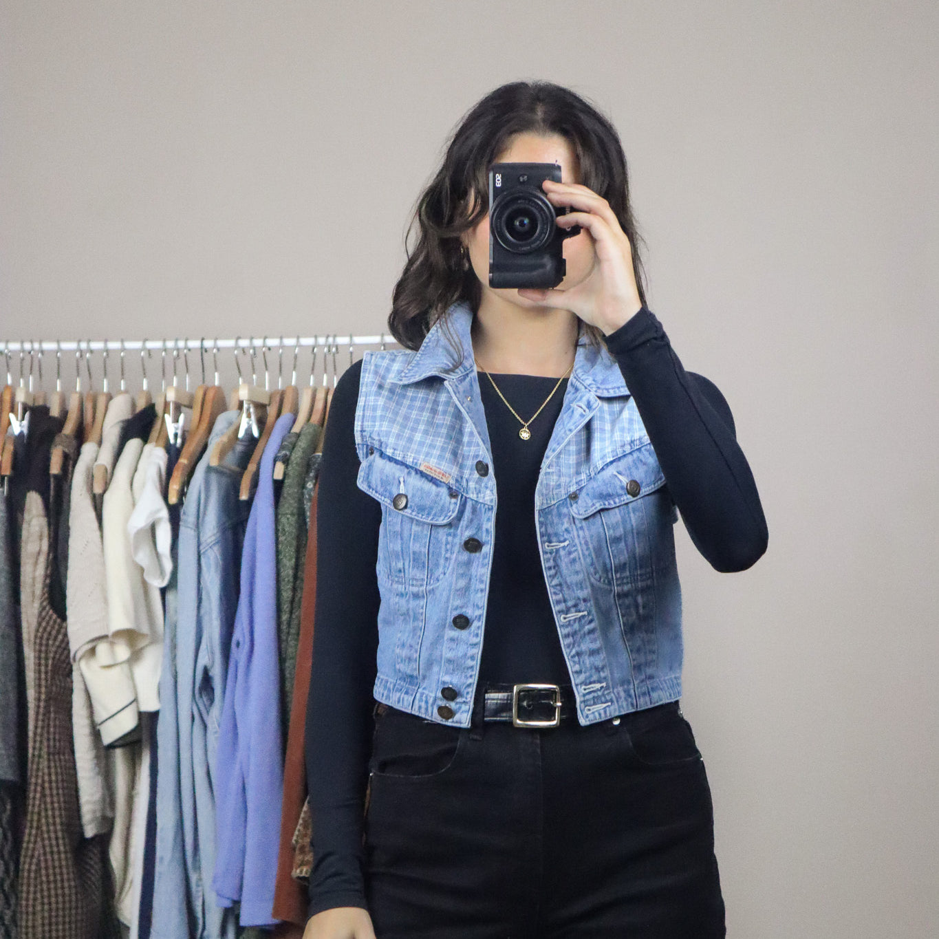 Vintage x Cropped Denim Vest (XS/S)