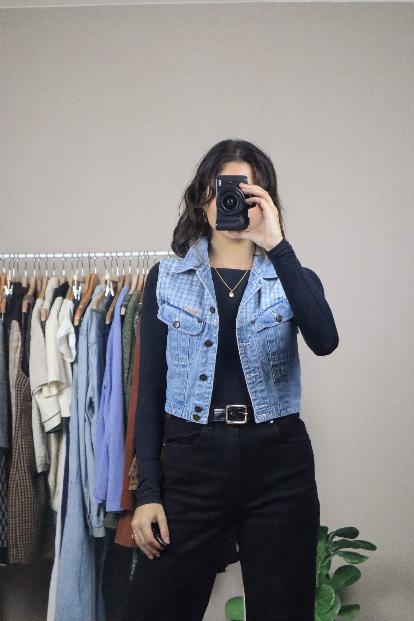 Vintage x Cropped Denim Vest (XS/S)