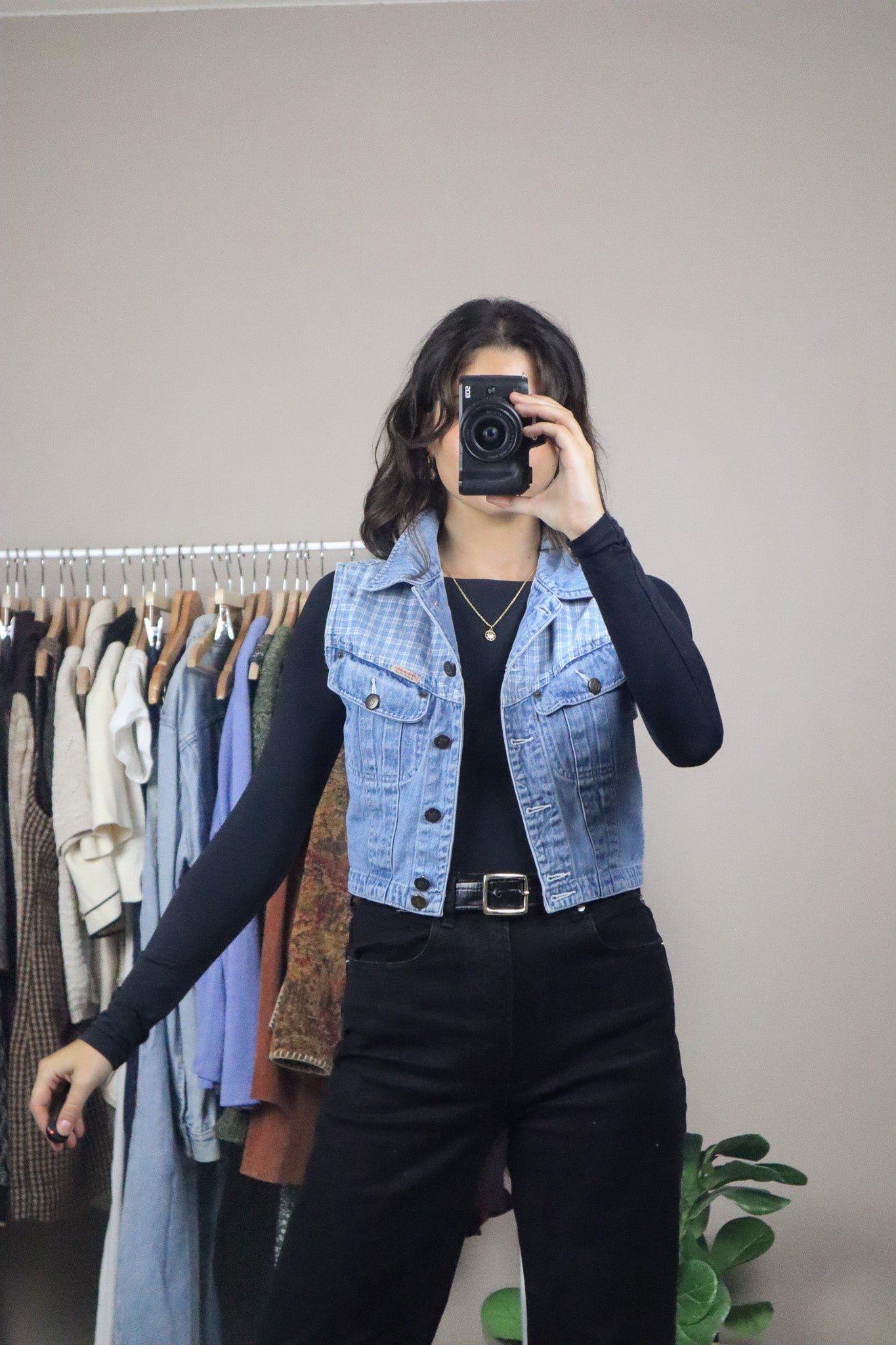 Vintage x Cropped Denim Vest (XS/S)