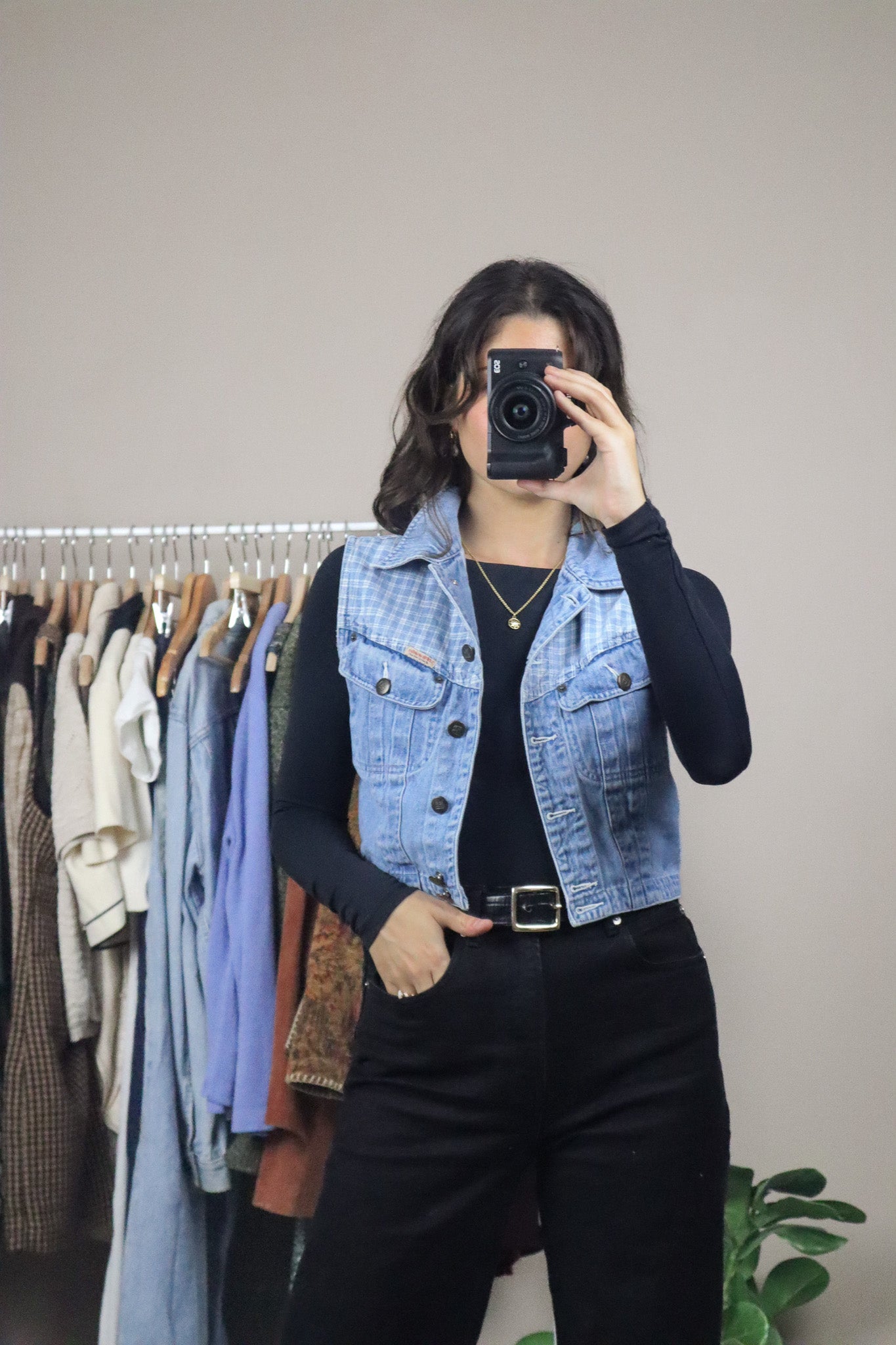 Vintage x Cropped Denim Vest (XS/S)