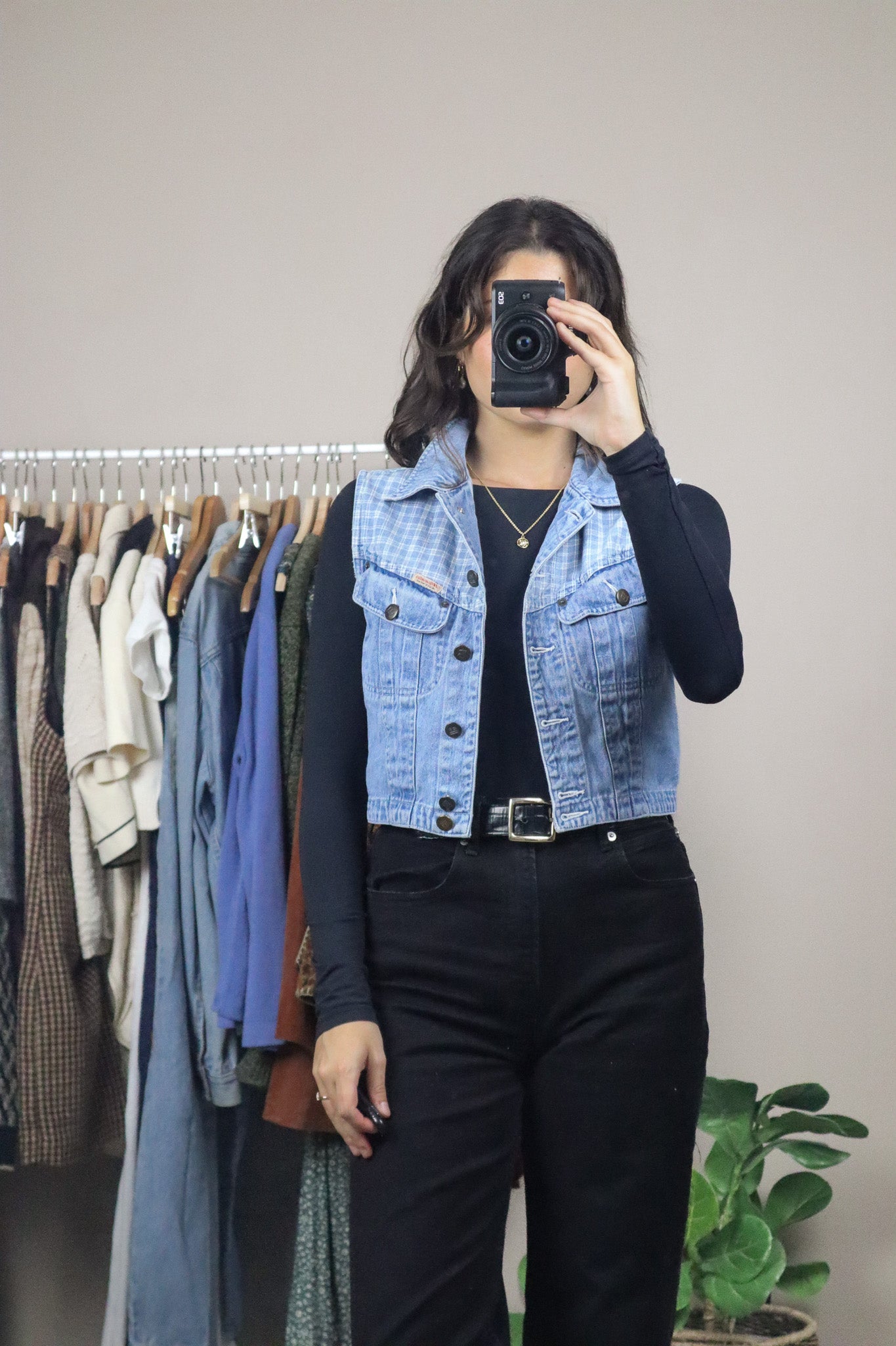 Vintage x Cropped Denim Vest (XS/S)