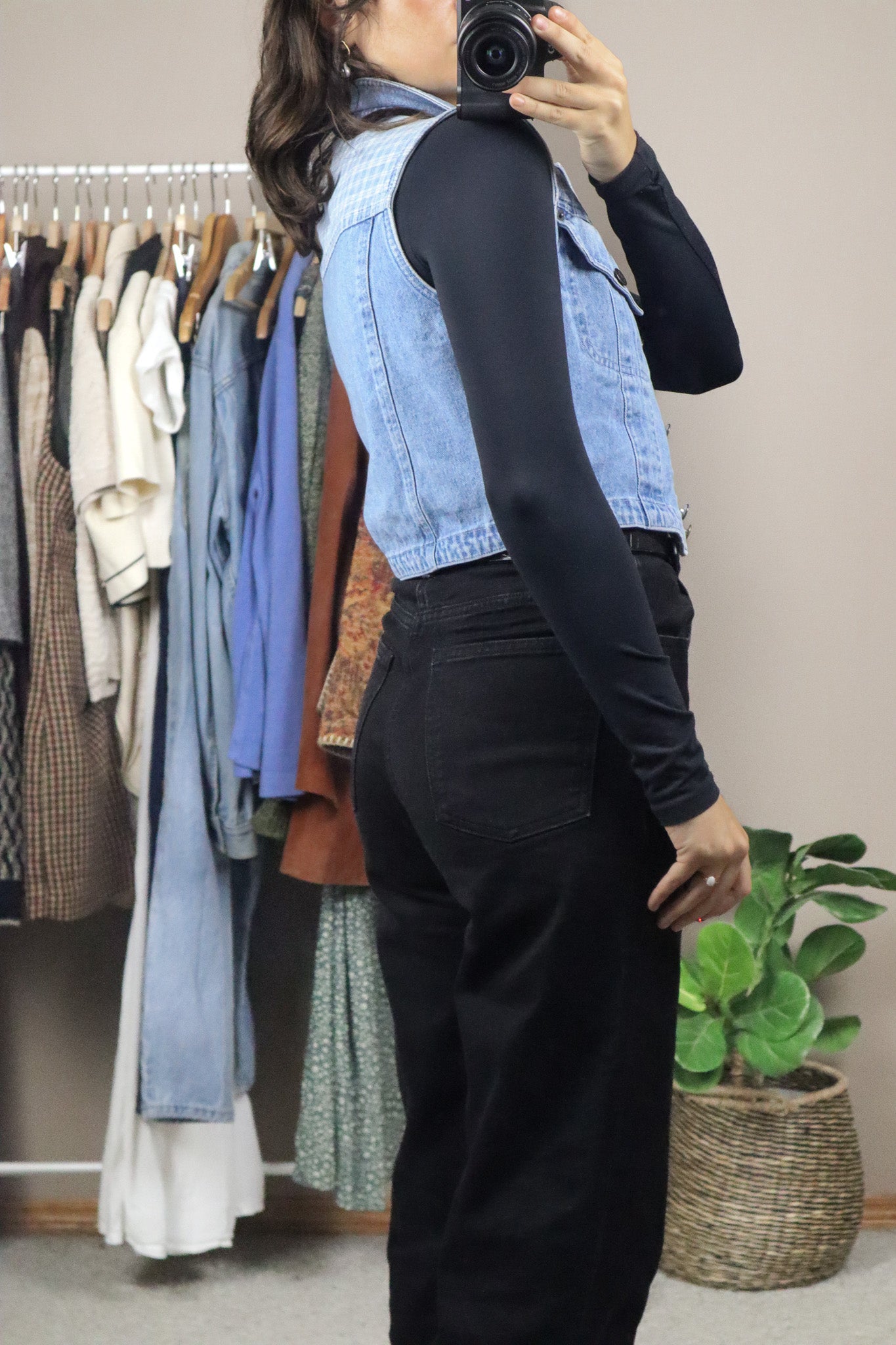 Vintage x Cropped Denim Vest (XS/S)