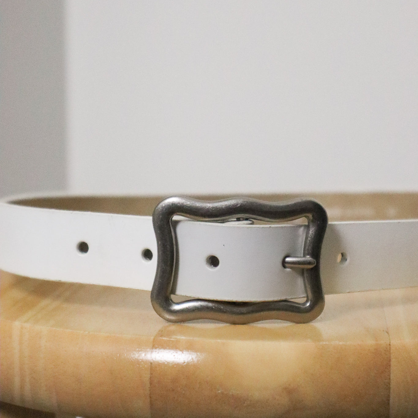 Vintage x Wavy Buckle Leather Belt (M)