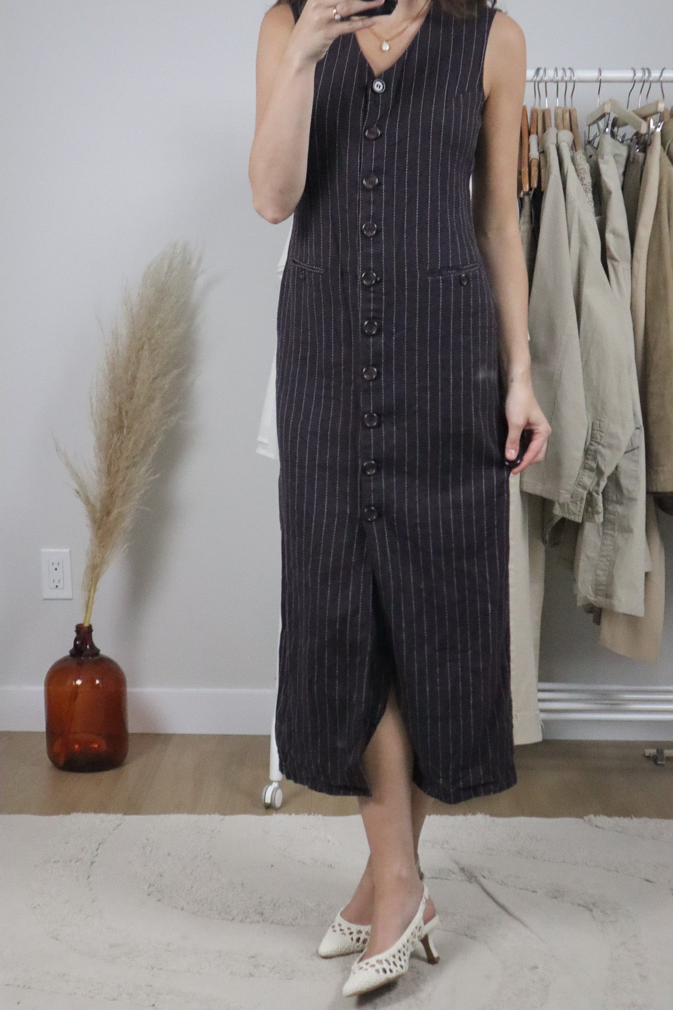 Vintage x Linen Pinstriped Maxi Dress (6)