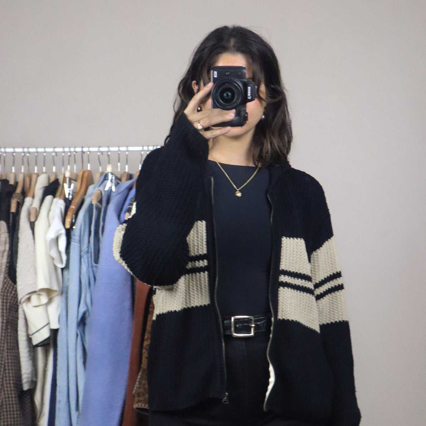 Vintage x Striped Zip Up Knit (M)