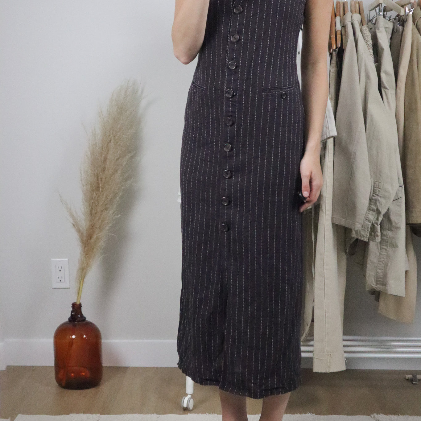Vintage x Linen Pinstriped Maxi Dress (6)