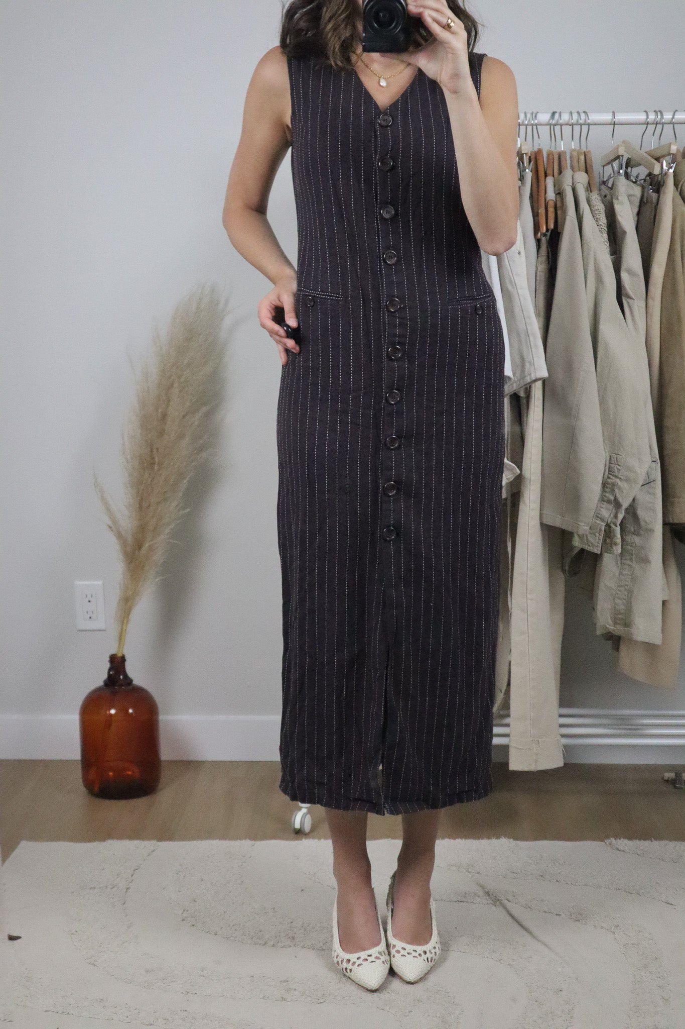 Vintage x Linen Pinstriped Maxi Dress (6)