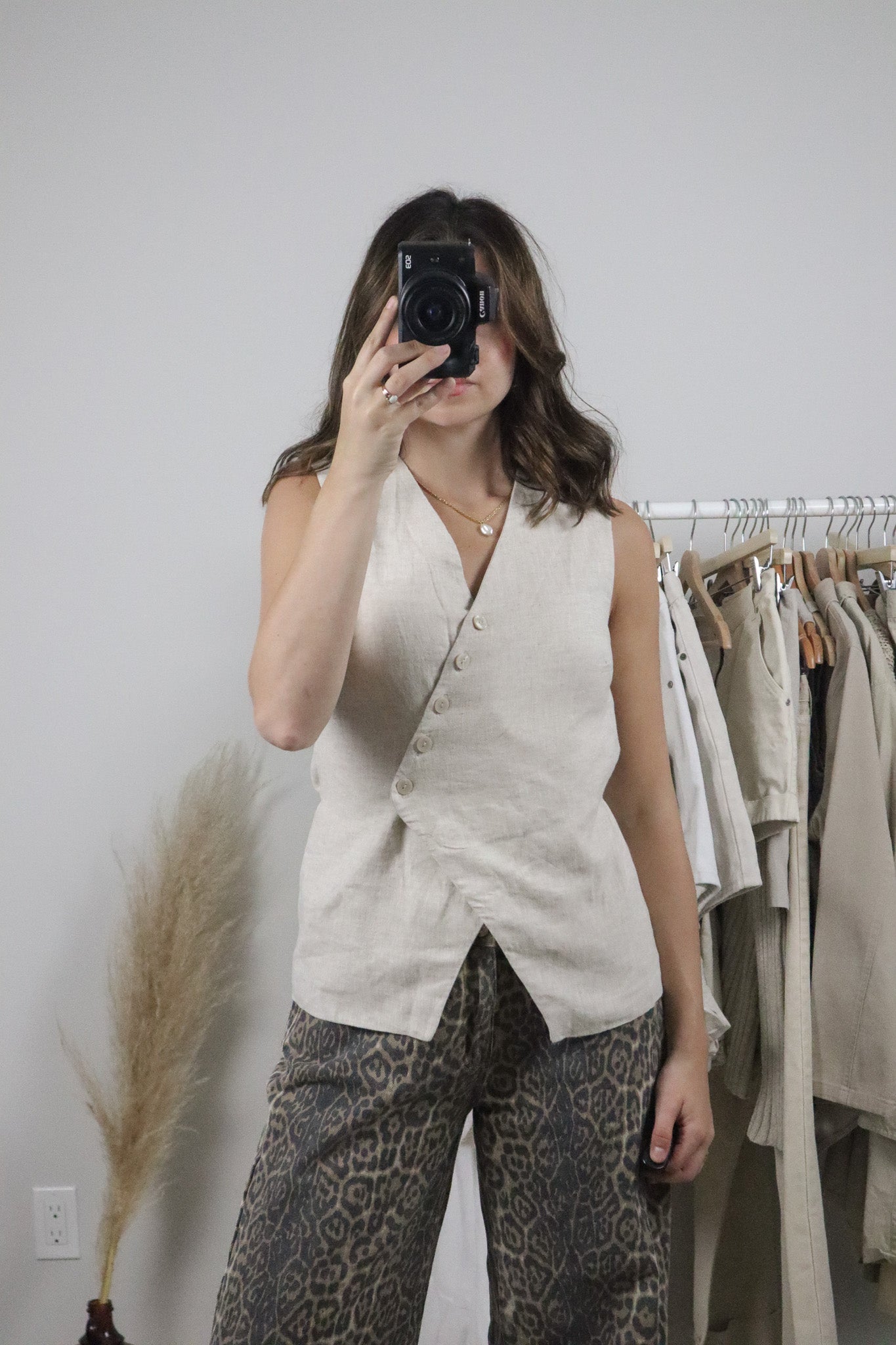 NWT x A&F x Linen Blend Tie Vest (XS/S)