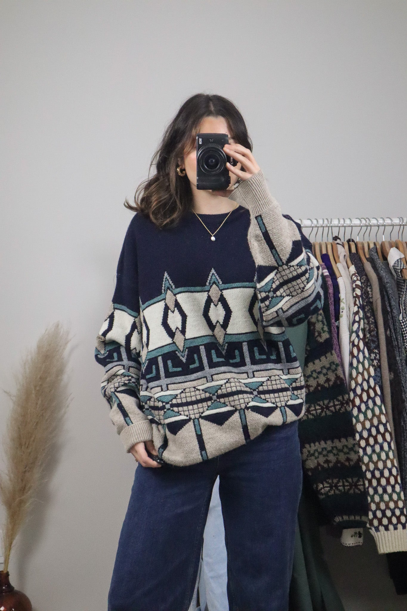 Made in Canada x Vintage x Wool Blend Patterned Knit (XL)