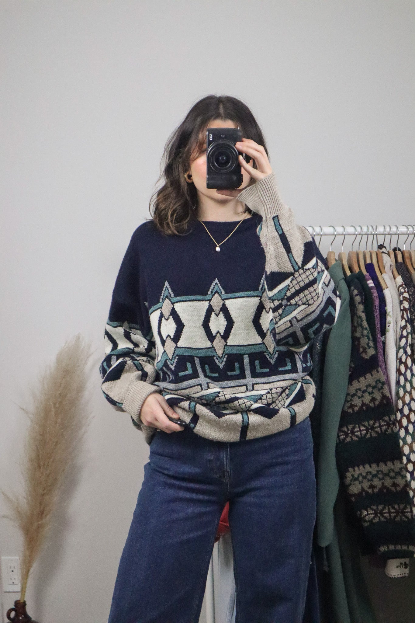 Made in Canada x Vintage x Wool Blend Patterned Knit (XL)