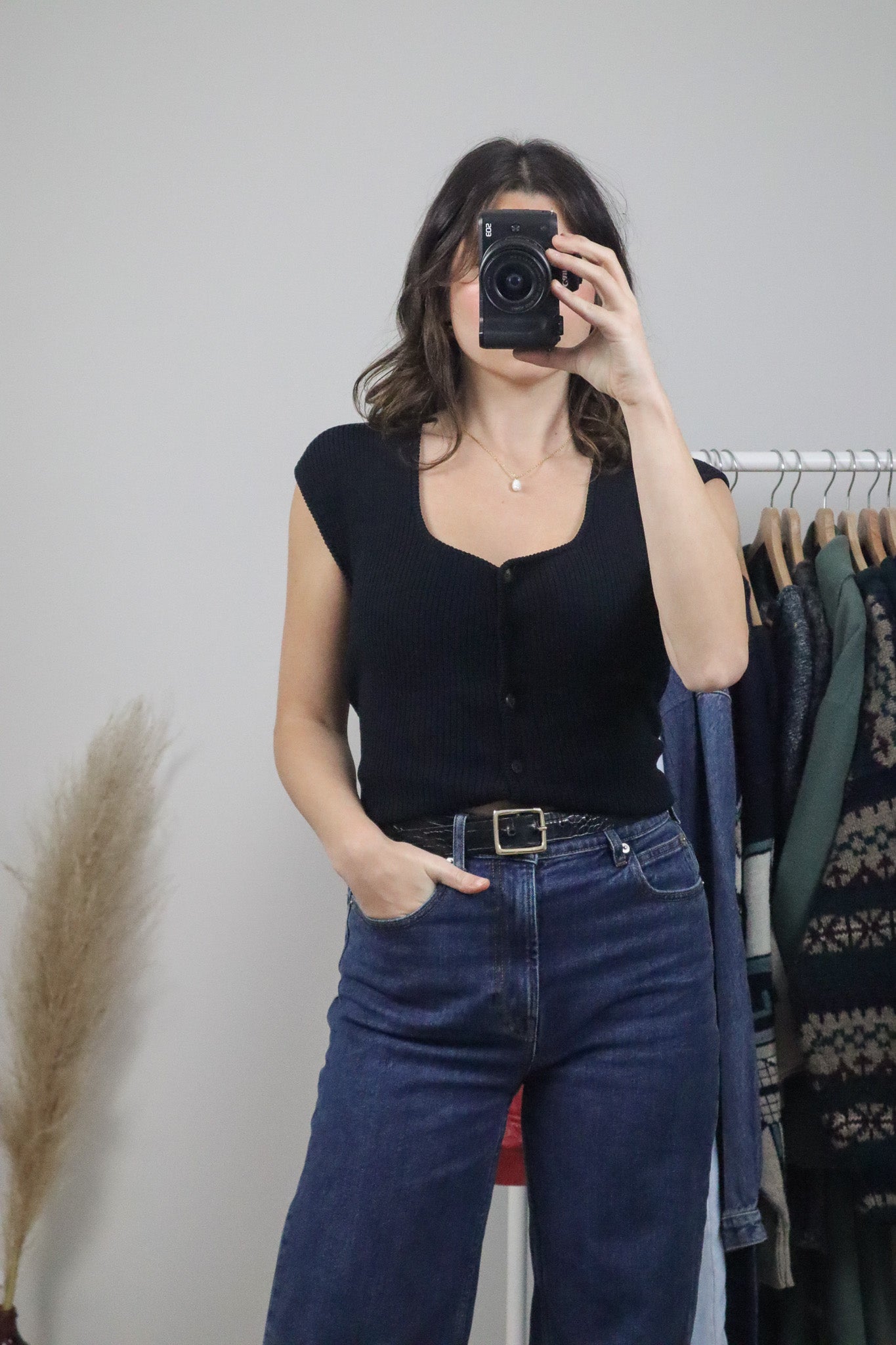 Vintage x Ribbed Short-Sleeve Knit (M)