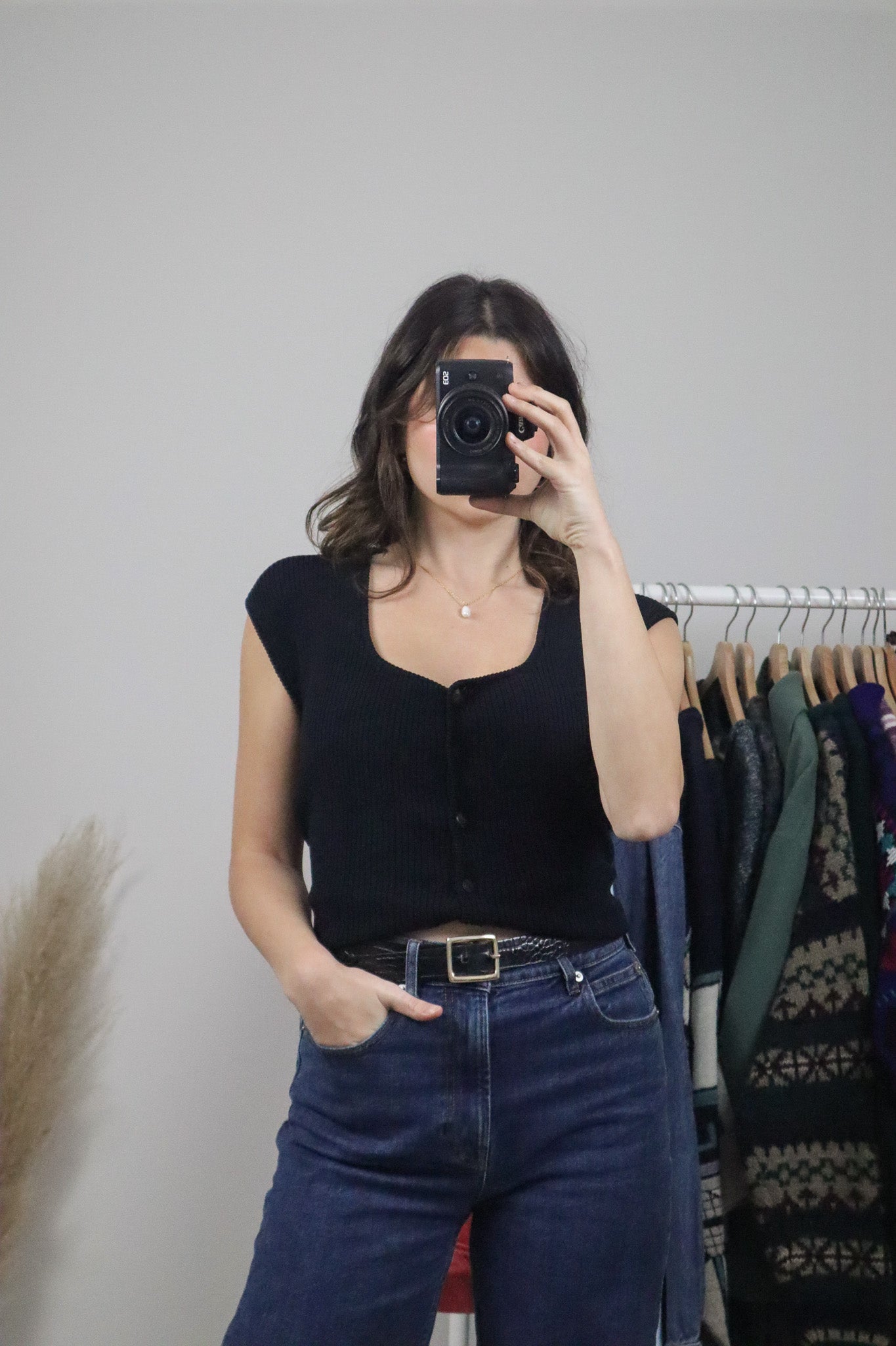 Vintage x Ribbed Short-Sleeve Knit (M)