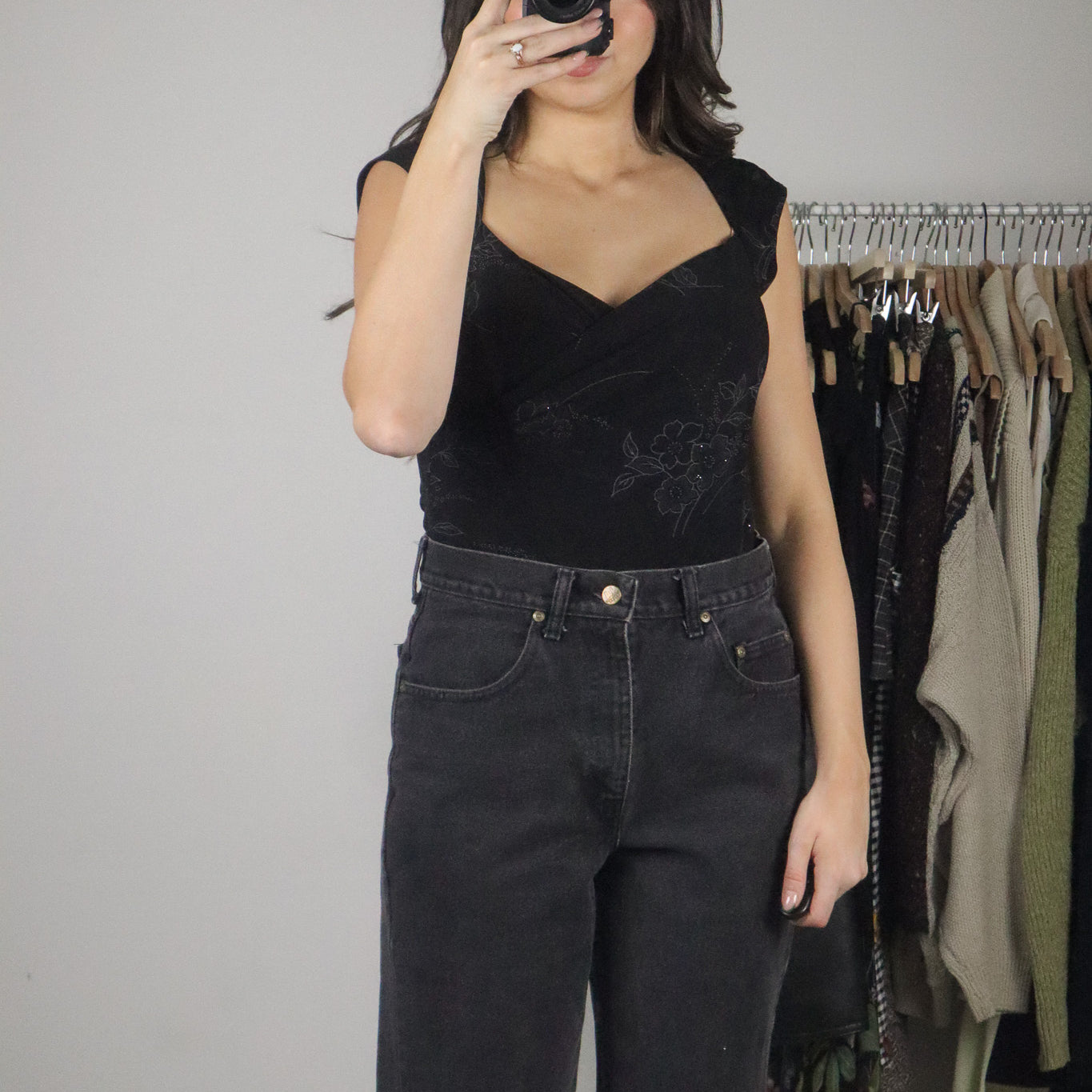 Made in Canada x Vintage x Floral Shimmer Top (S/M)