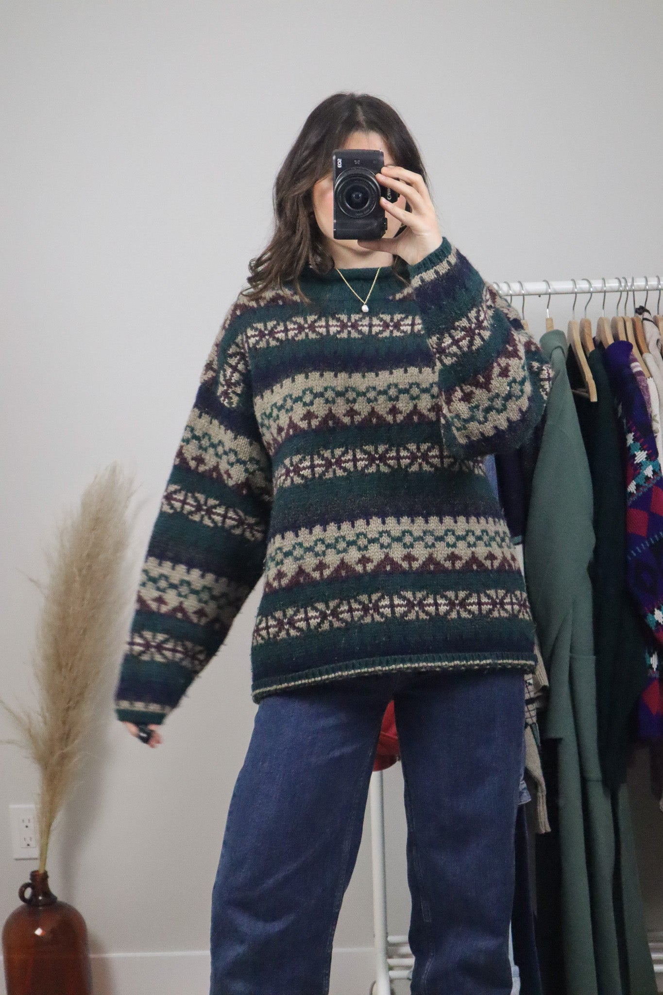 Vintage x Chunky Wool Pattered Knit (L/XL)