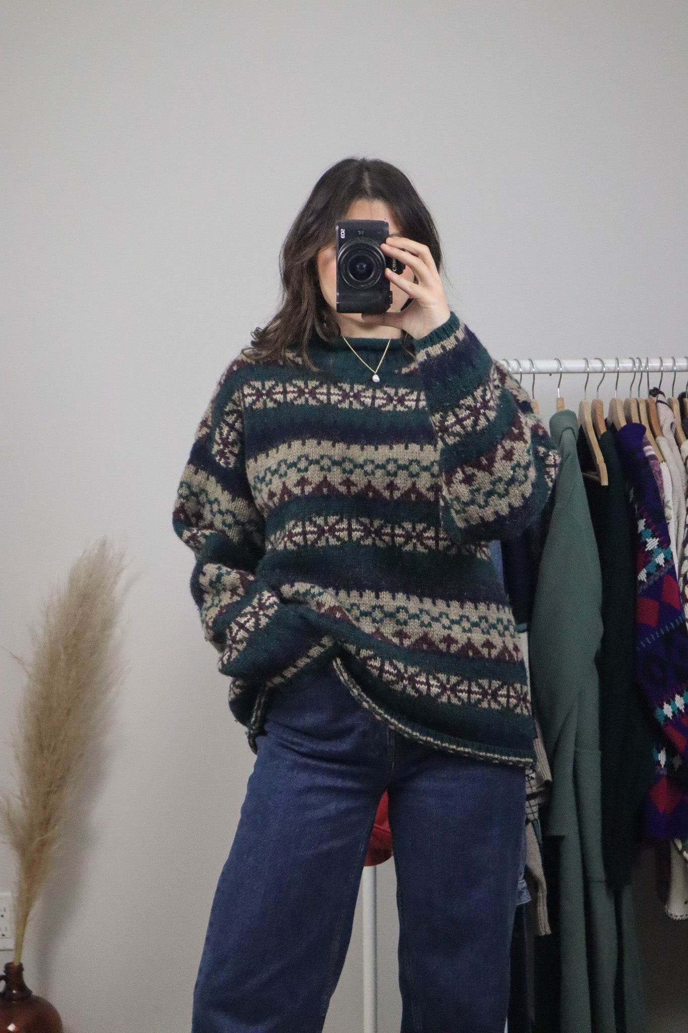 Vintage x Chunky Wool Pattered Knit (L/XL)