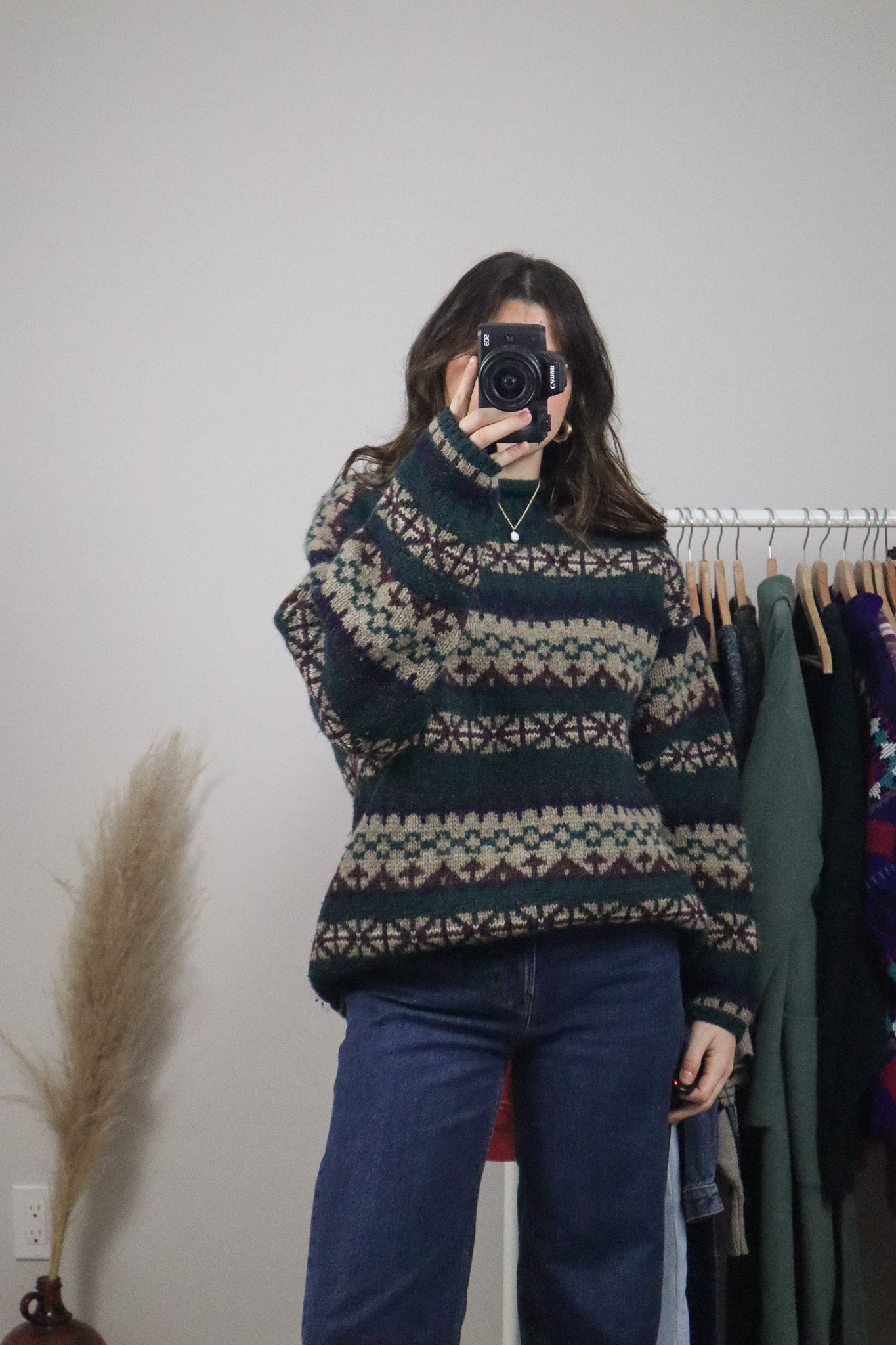 Vintage x Chunky Wool Pattered Knit (L/XL)