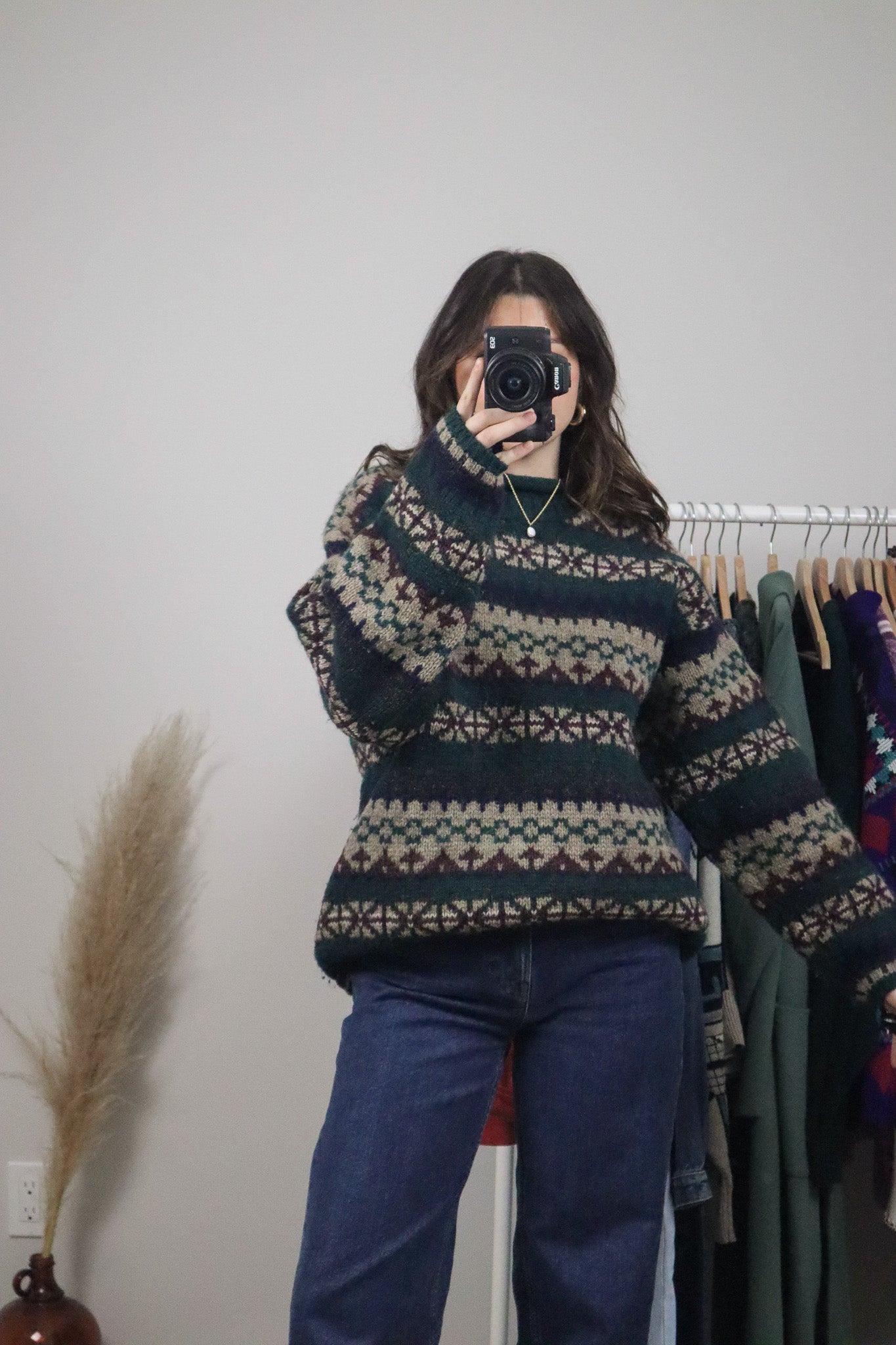 Vintage x Chunky Wool Pattered Knit (L/XL)