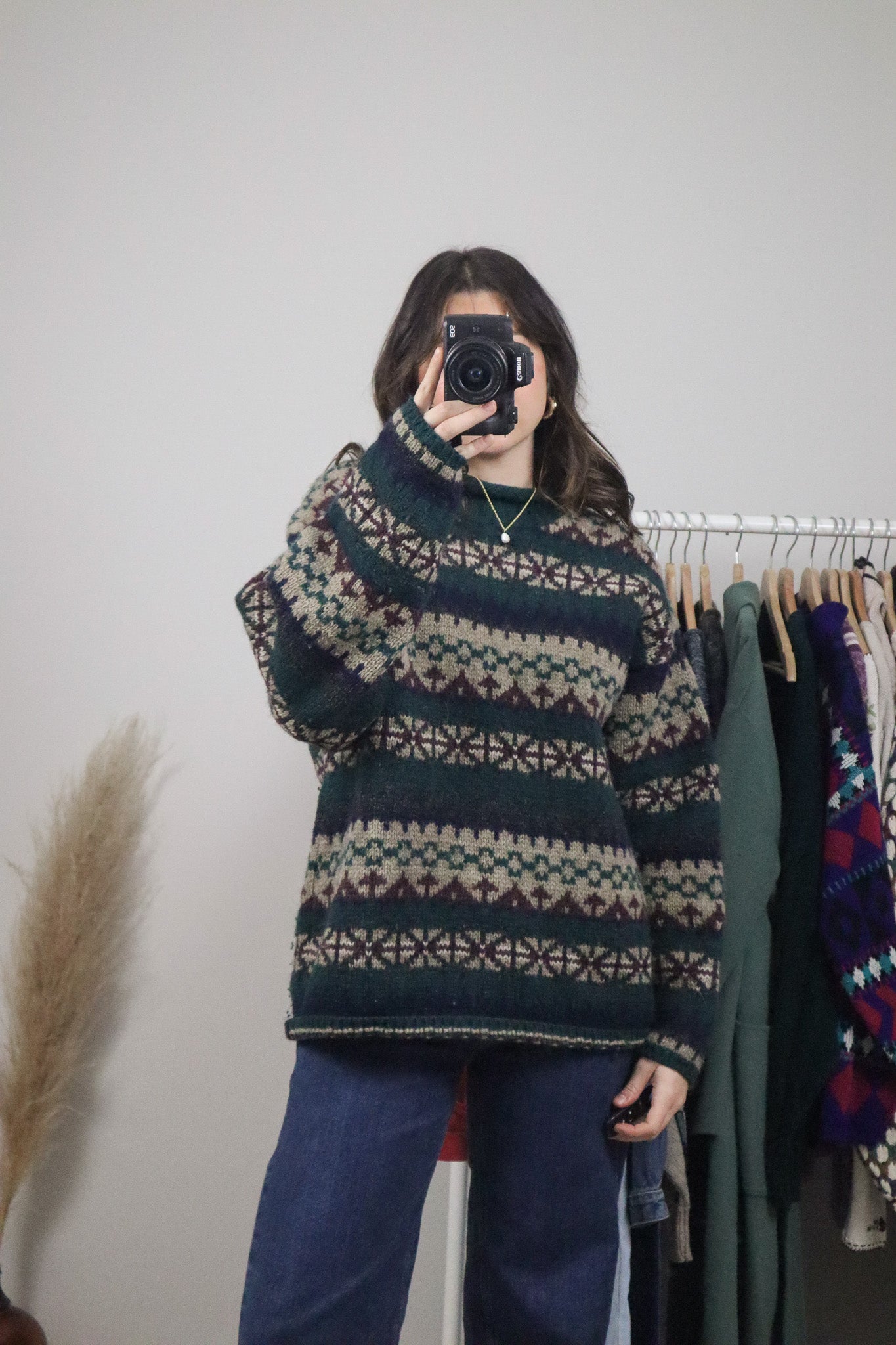 Vintage x Chunky Wool Pattered Knit (L/XL)