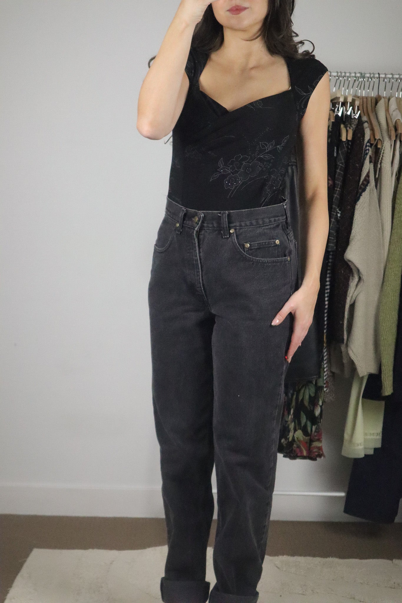 Made in Canada x Vintage x Floral Shimmer Top (S/M)