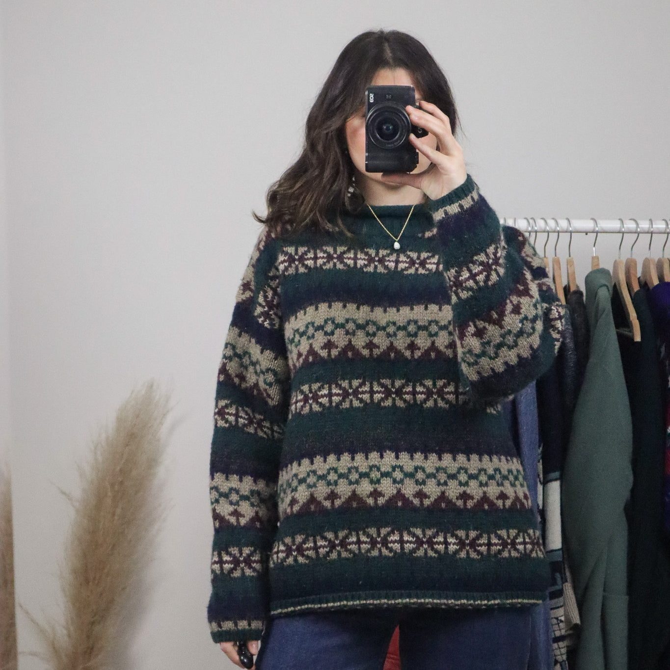 Vintage x Chunky Wool Pattered Knit (L/XL)