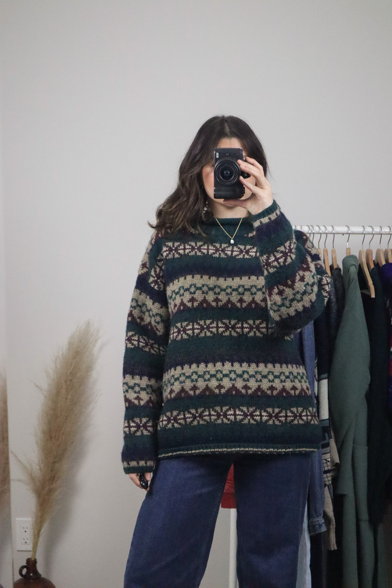 Vintage x Chunky Wool Pattered Knit (L/XL)