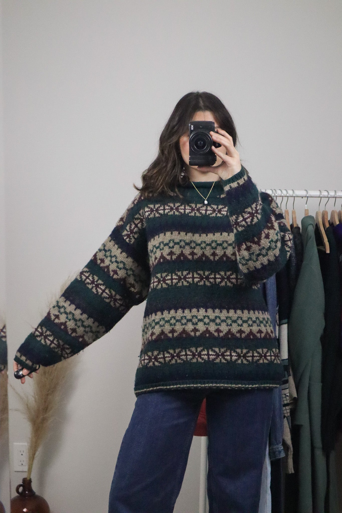 Vintage x Chunky Wool Pattered Knit (L/XL)