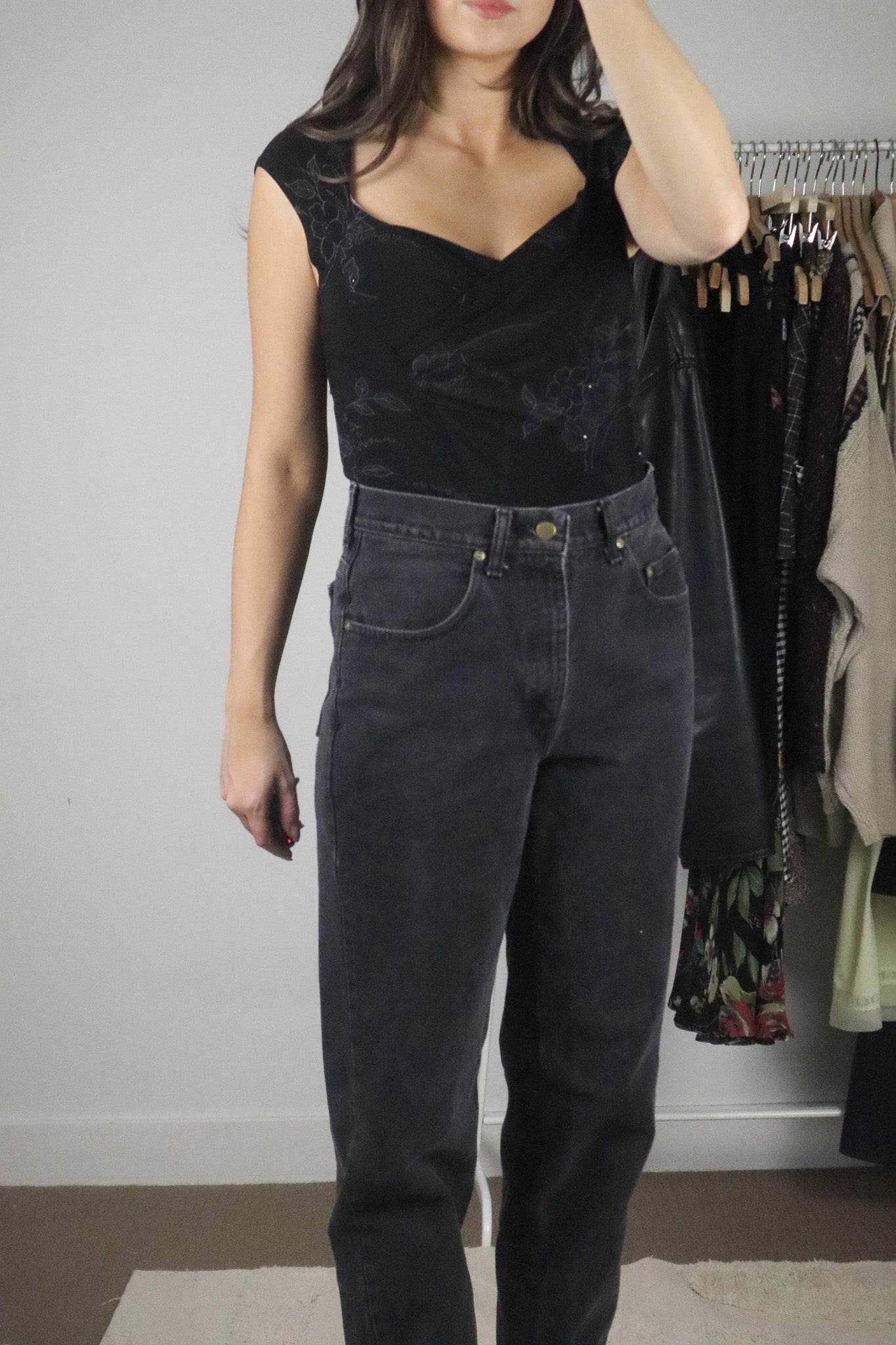 Made in Canada x Vintage x Floral Shimmer Top (S/M)