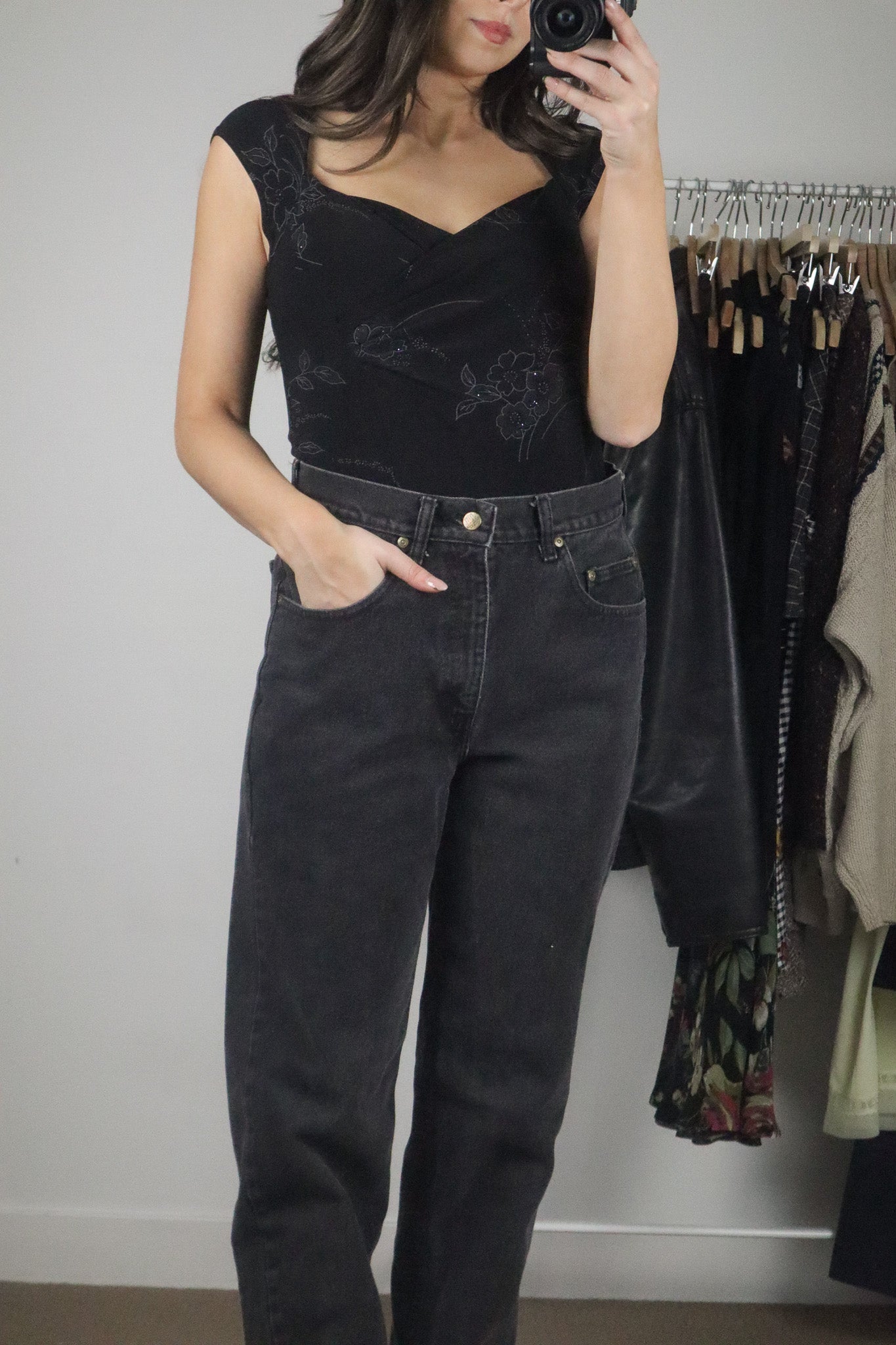 Made in Canada x Vintage x Floral Shimmer Top (S/M)