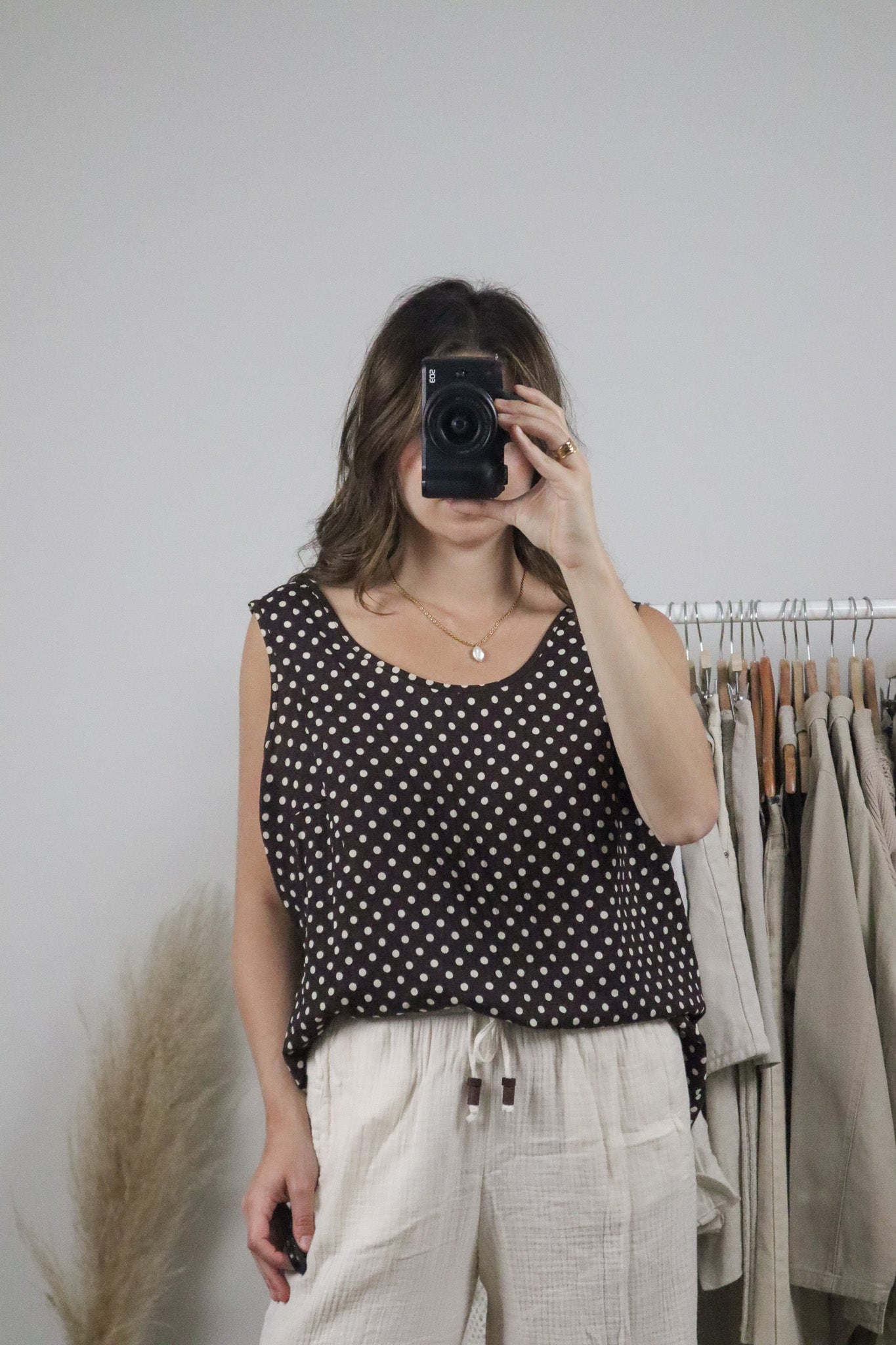 Made in Canada x Vintage x Cotton Polka Dot Tank (L)