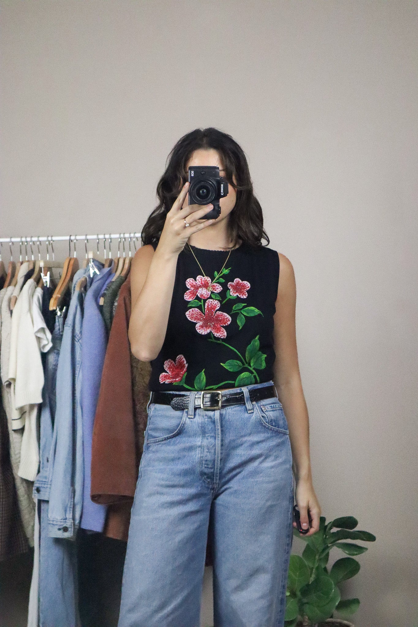 Vintage x Beaded Flower Tank (M)