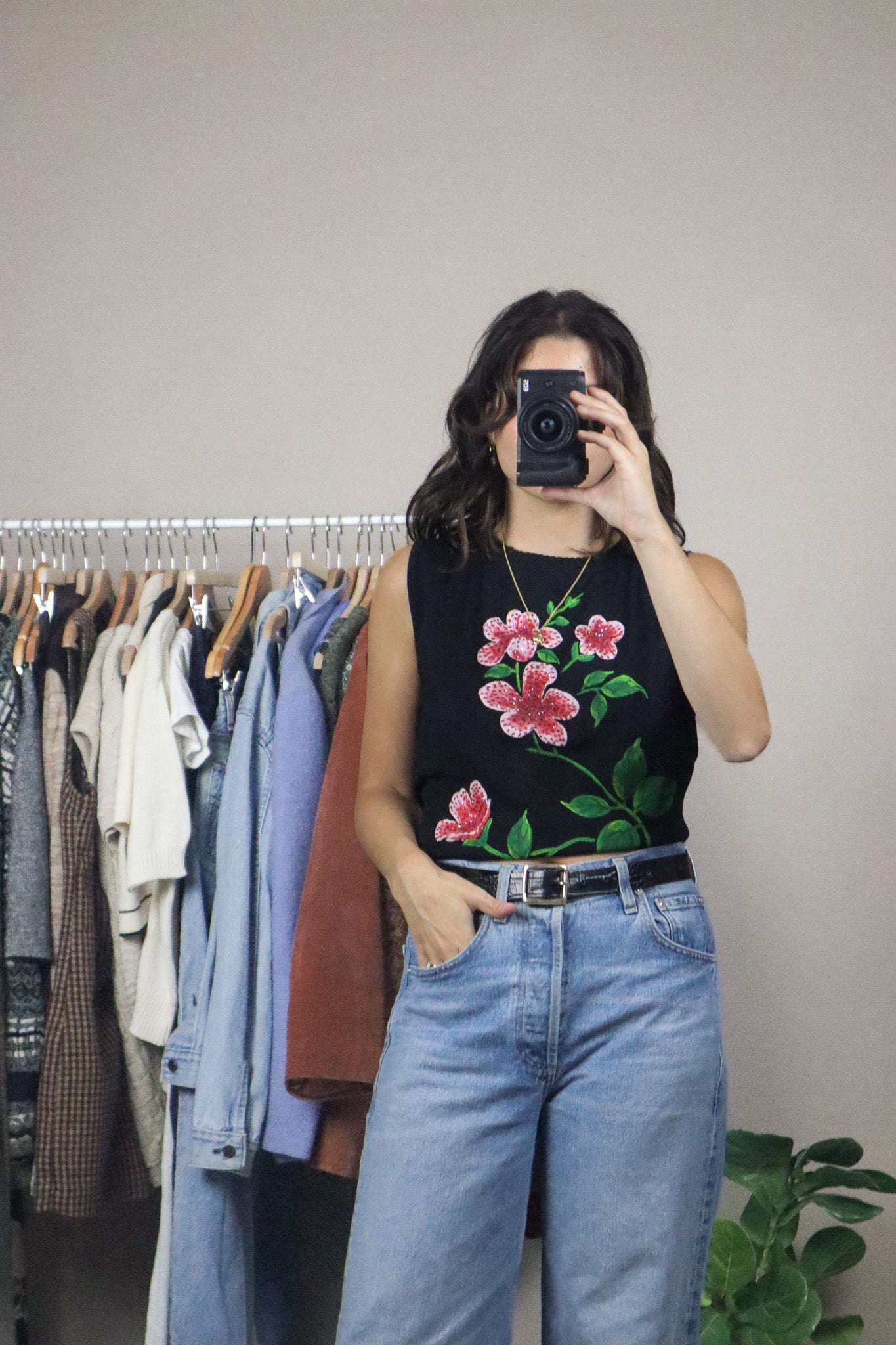 Vintage x Beaded Flower Tank (M)