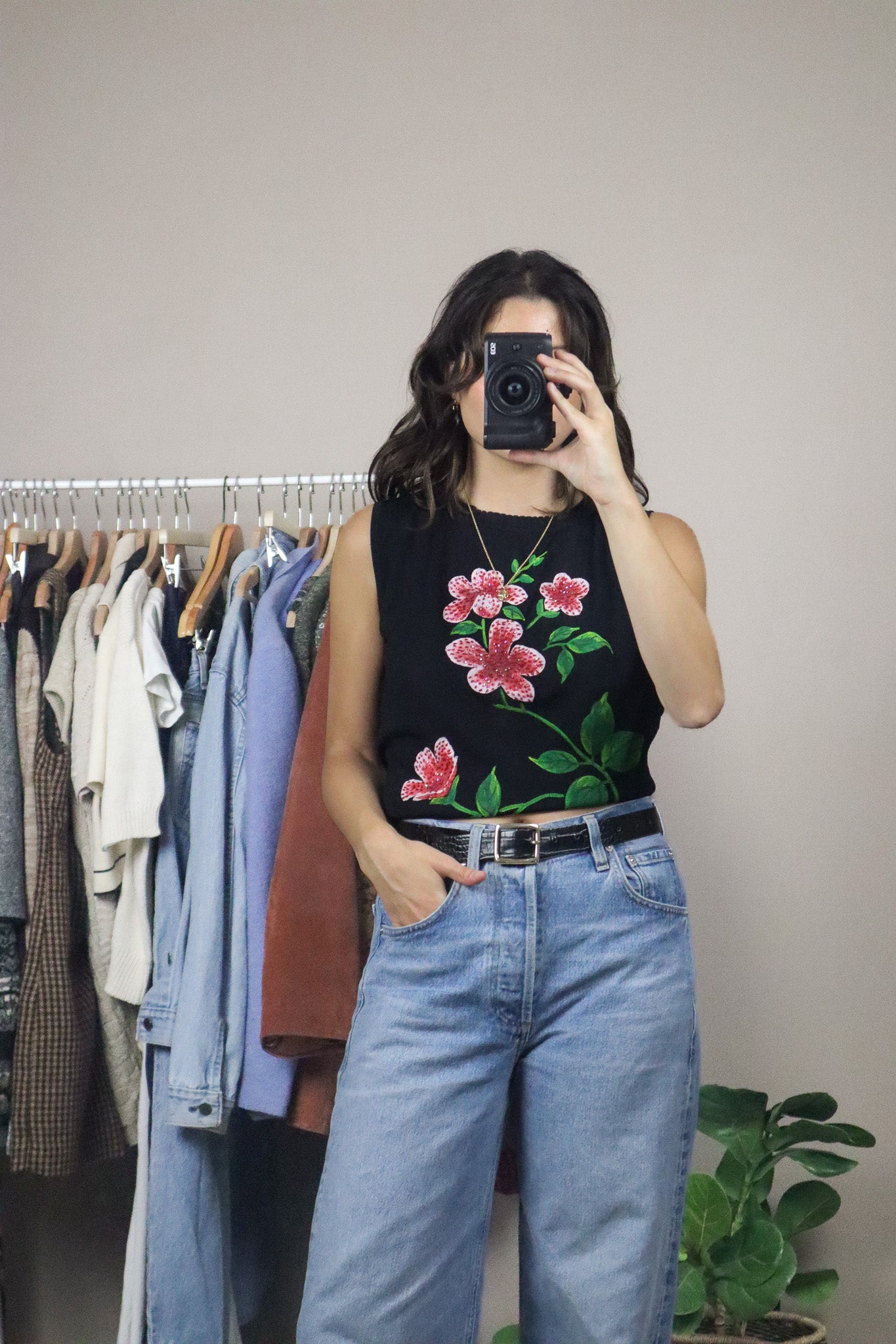 Vintage x Beaded Flower Tank (M)